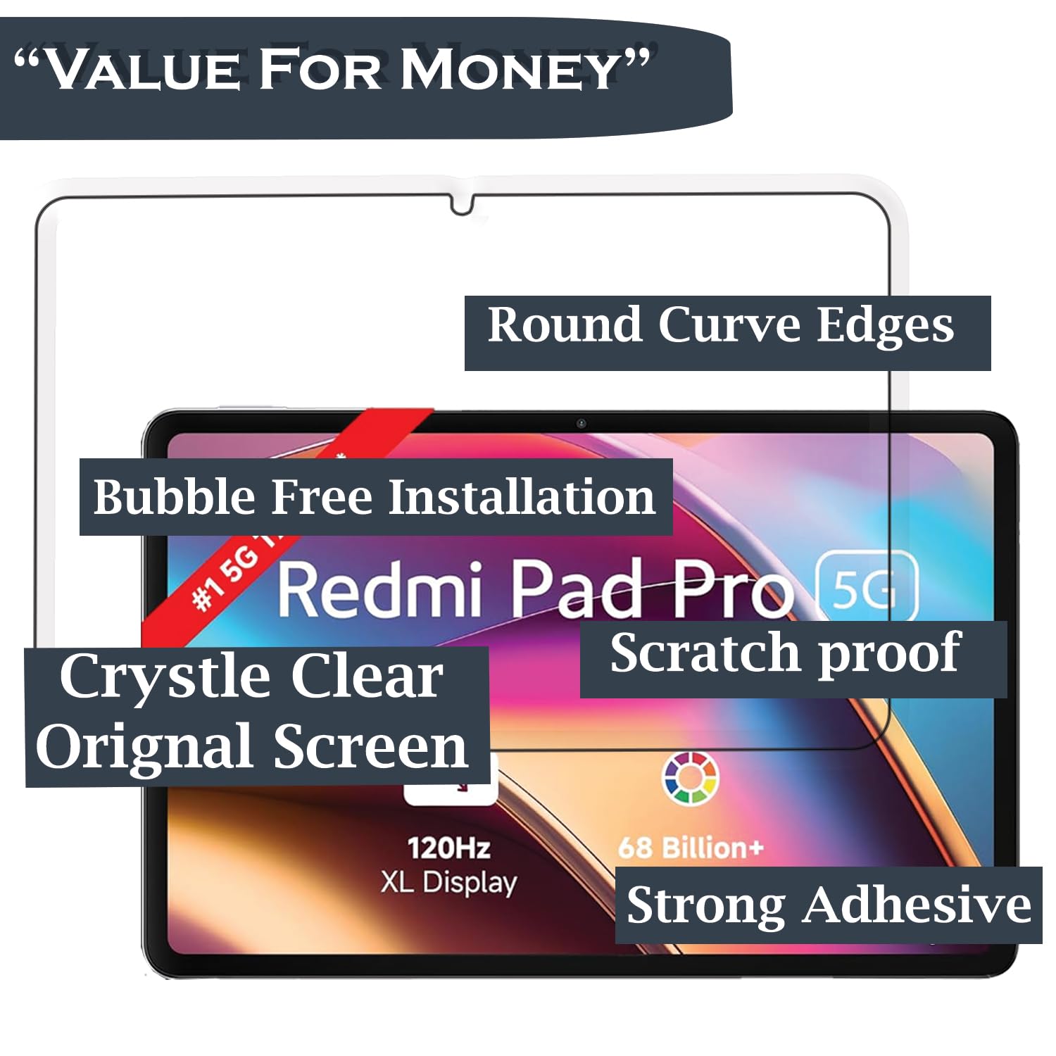 Tough Lee Tempered Glass Screen Guard Protector for Redmi Pad Pro 12.1 inch (Anti Scratch, FingerPrint, SmudgeProof) (with Easy Installation Kit) (Pack of 1) — Amazon image 4