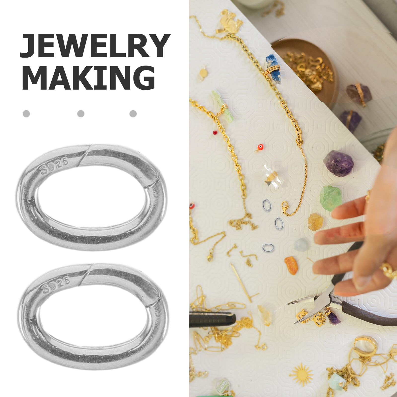 2 Piezas Cierres de Resorte para Joyería 10Mm X 13Mm, Conectores de Cadena para Pulseras y Collares, Clips de Seguridad Metálicos, 2 Unidades para Manualidades y