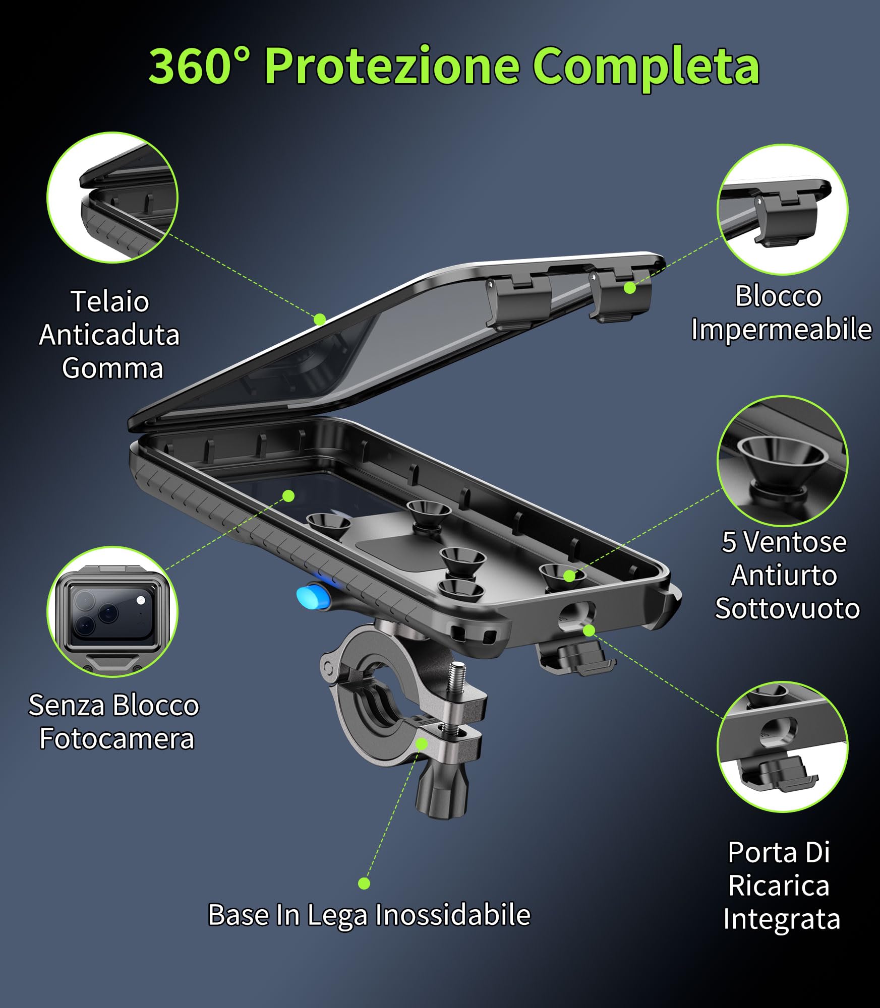 Cozycase 1s 1-Clic Antifurto Impermeabile Porta Telefono Bici Moto, Piccola | Supporto Cover Cell Universale Per iPhone 17 16 15 14 13 12 Mini Pro 16e 17e XR Samsung Galaxy S26 S25 S24 S23 S22 S21 Plus