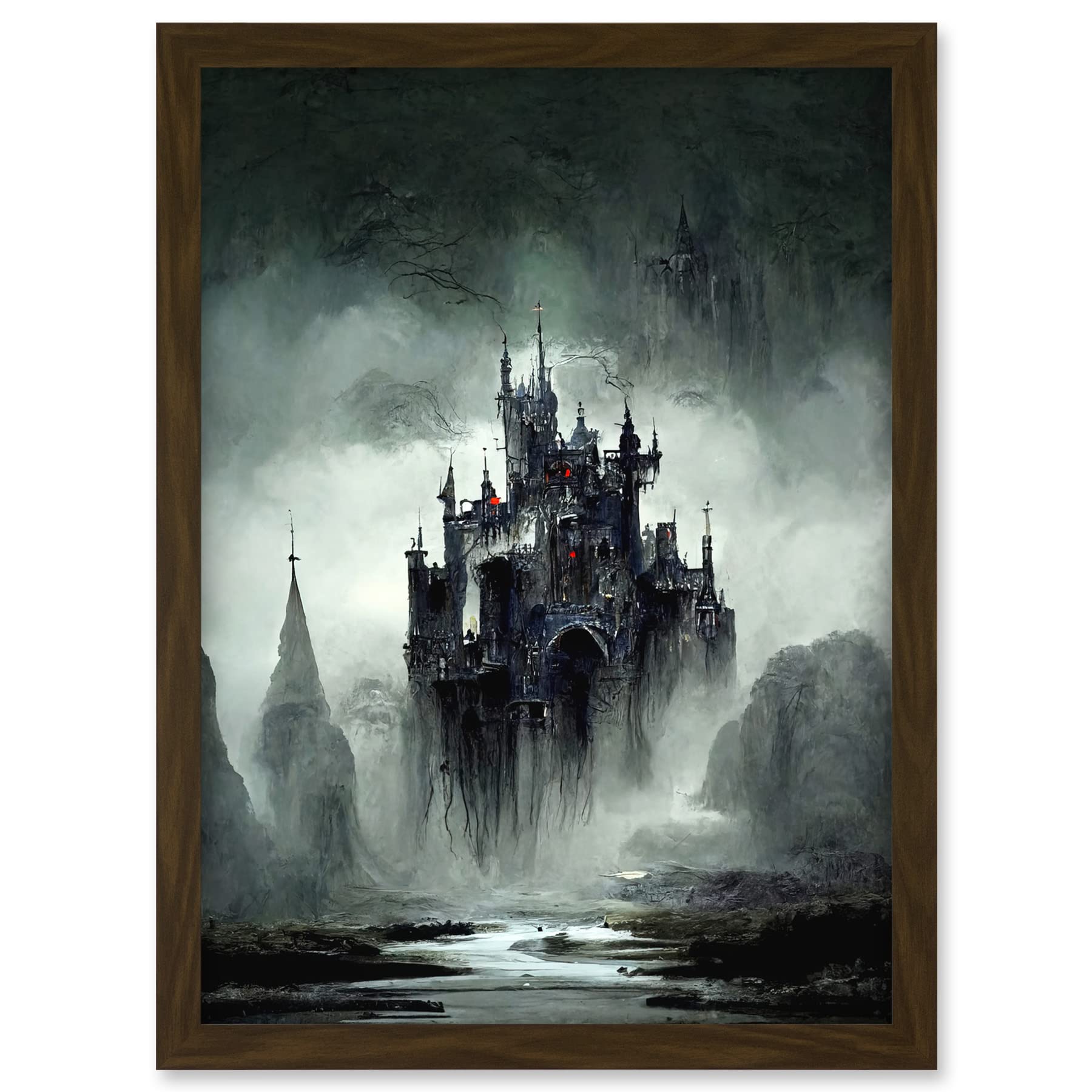 Doppelganger33 LTD Dark Gothic Castle Fantasy Landscape Artwork Framed A3 Wall Art Print
