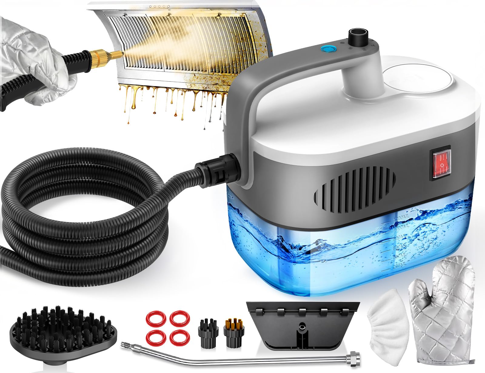 Steam Cleaner, 6-Level Adjustable Steamer for Cleaning, 10s Heat-Up,1.2L Large Tank, 2500W Portable Handheld Steam Cleaner, Multi-Surface Steam Cleaner for Home Car Kitchen Bathroom Grout Window