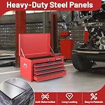 Goplus Steel Tool Box, 24” Tool Chest Case with 6 Drawers, Top Storage, Automatic Lock, Ball Bearing Slides & EVA Liners, Portable Tool Storage Organizer for Garage, Repair Shop (Red)