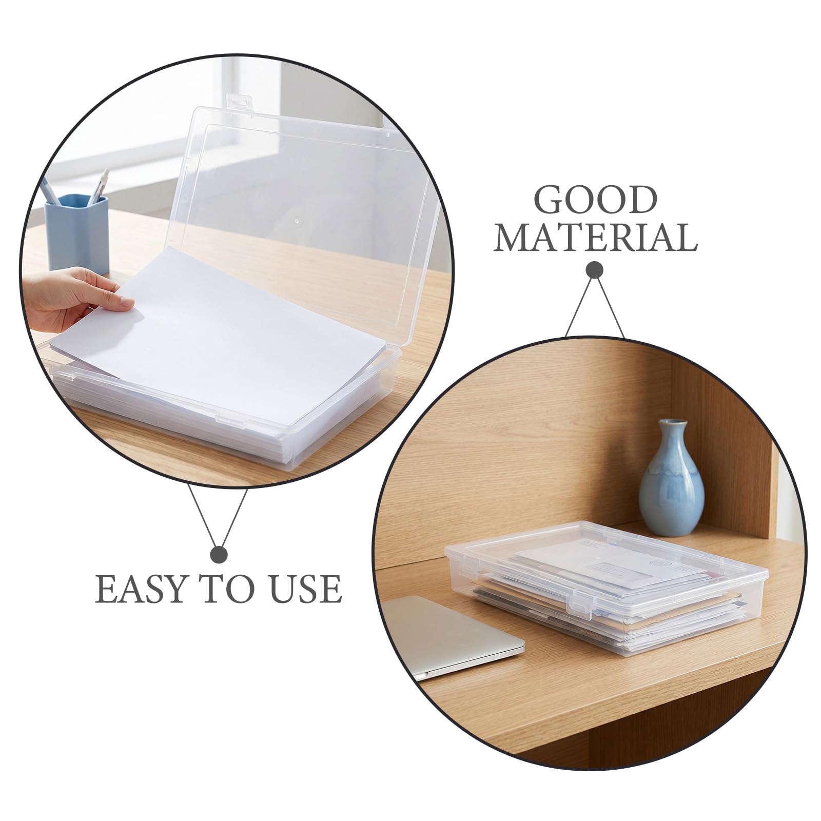 Toyvian 4 Piezas Caja Organizadora Transparente con Diseño Apilable A4 de Plástico y Tapa para Documentos y Archivos Adecuado para Reuniones y Uso en Casa