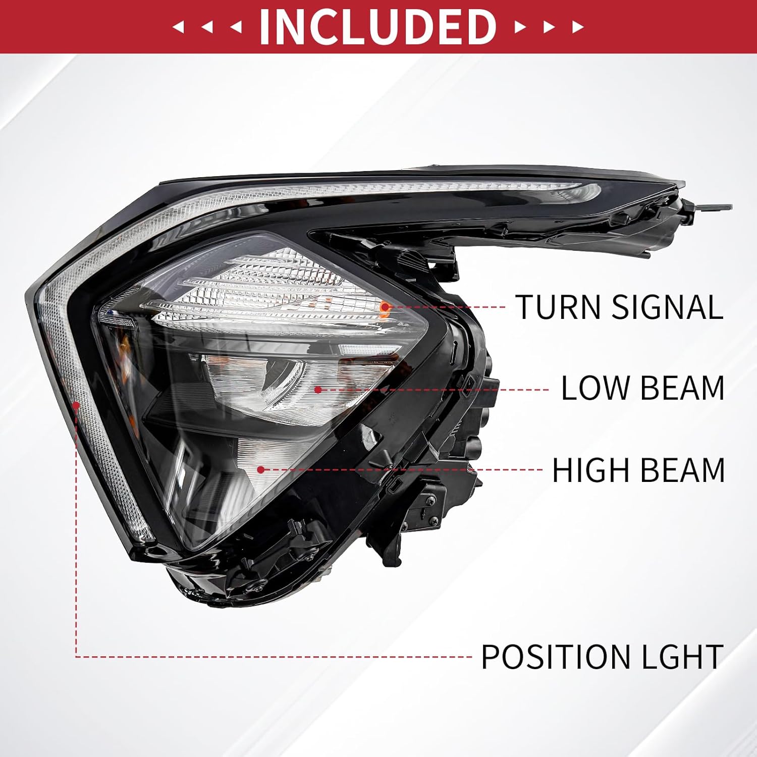 Headlight Assembly w/Reflector Compatible with 2022-2024 Kia Sportage SX/EX/LX Headlamp Replacement 92101-DW000 (Left Driver Side)