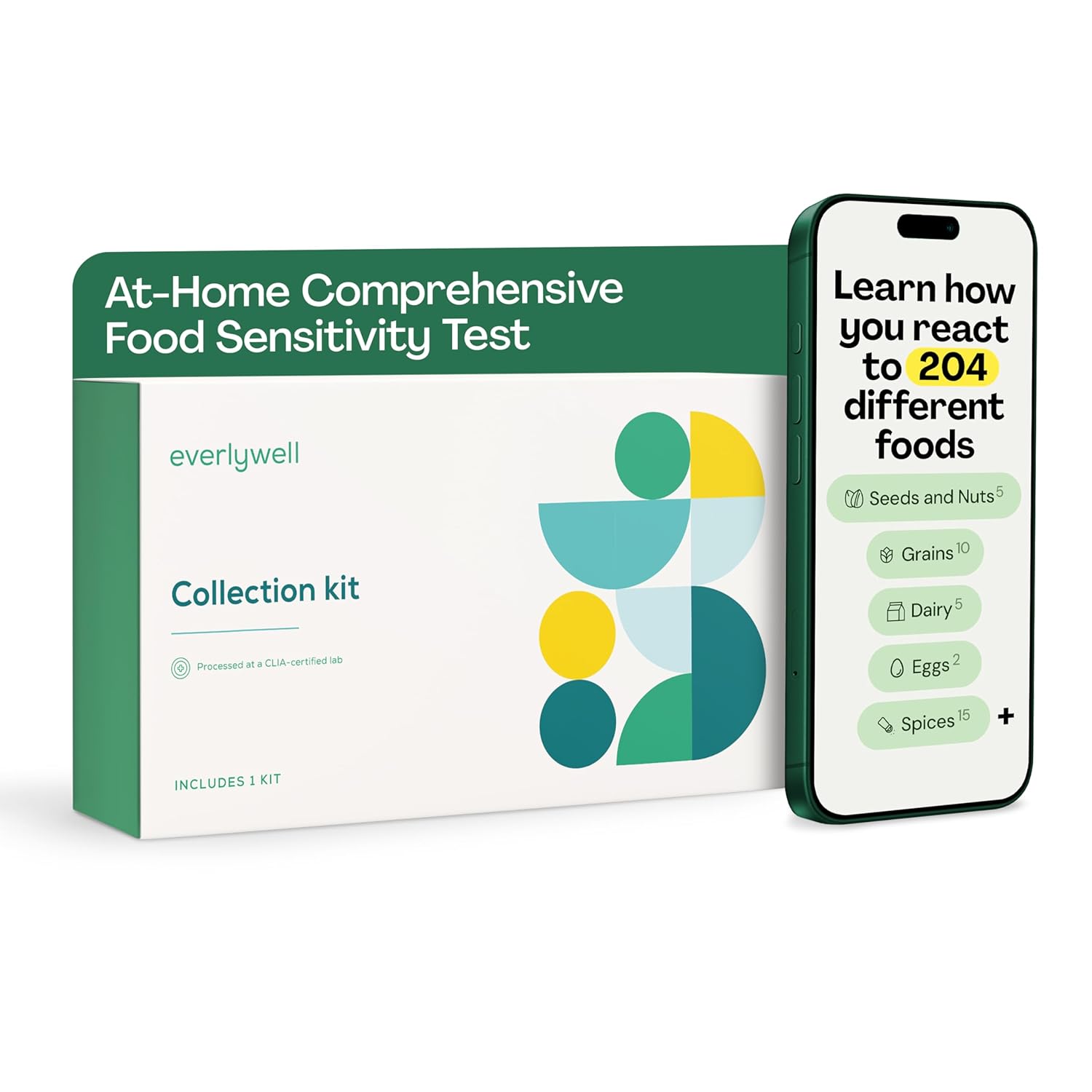 Everlywell Food Sensitivity Comprehensive Test - Learn How Your Body Responds to 204 Different Foods - At-Home Collection