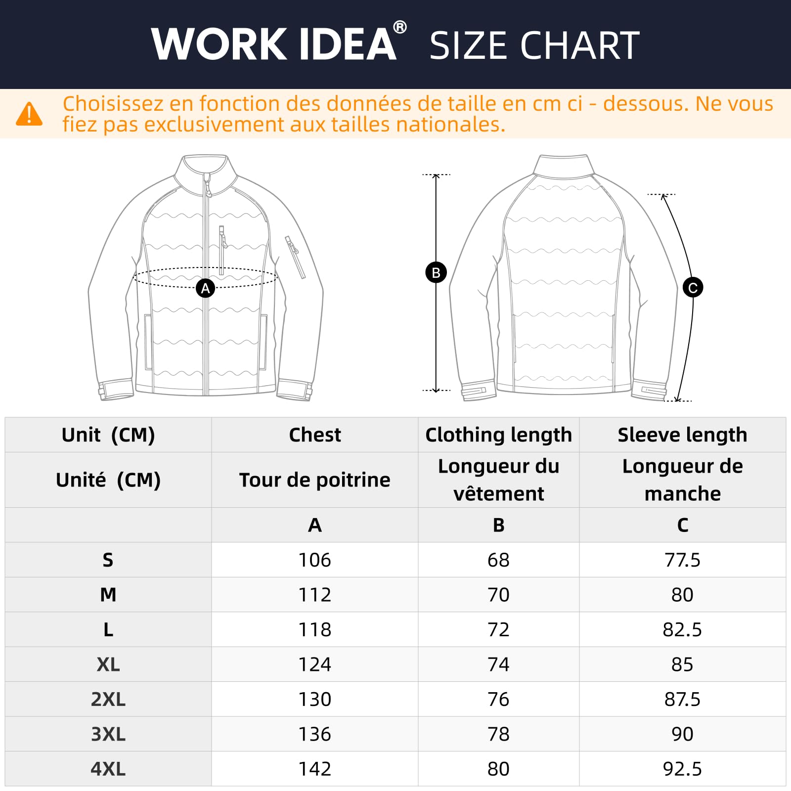 WORK IDEA Veste hybride imperméable à isolation thermique pour homme pour l'extérieur et la course à pied avec couleurs contrastées