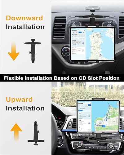 Miniatura 4 de Soporte para tablet con ranura para CD de automóvil con brazo ajustable, rotación universal de 360 para camión, reproductor de CD y tableta, para