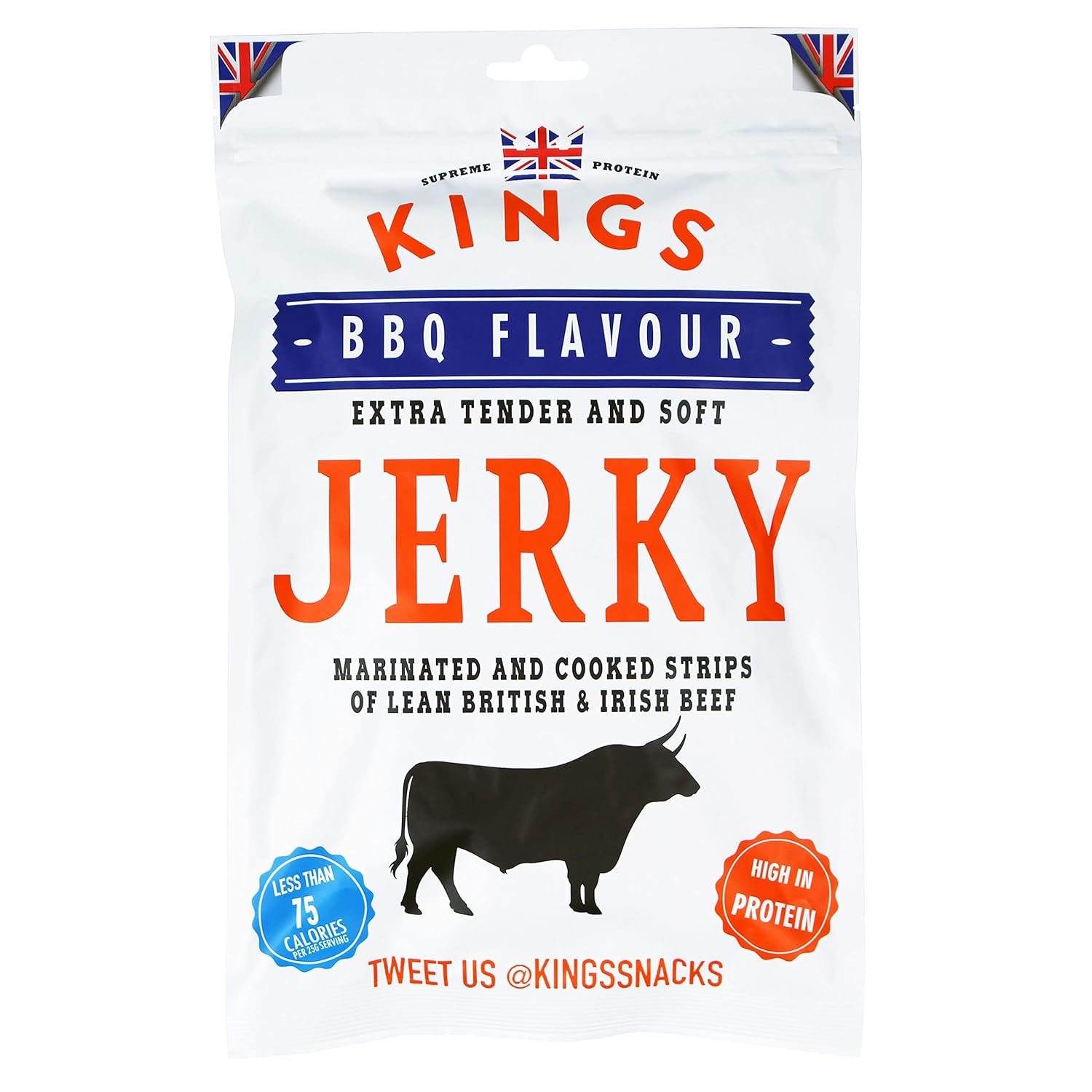Kings Elite Snacks Traditional BBQ Flavour Air Dried Beef Jerky Gluten Free 350g