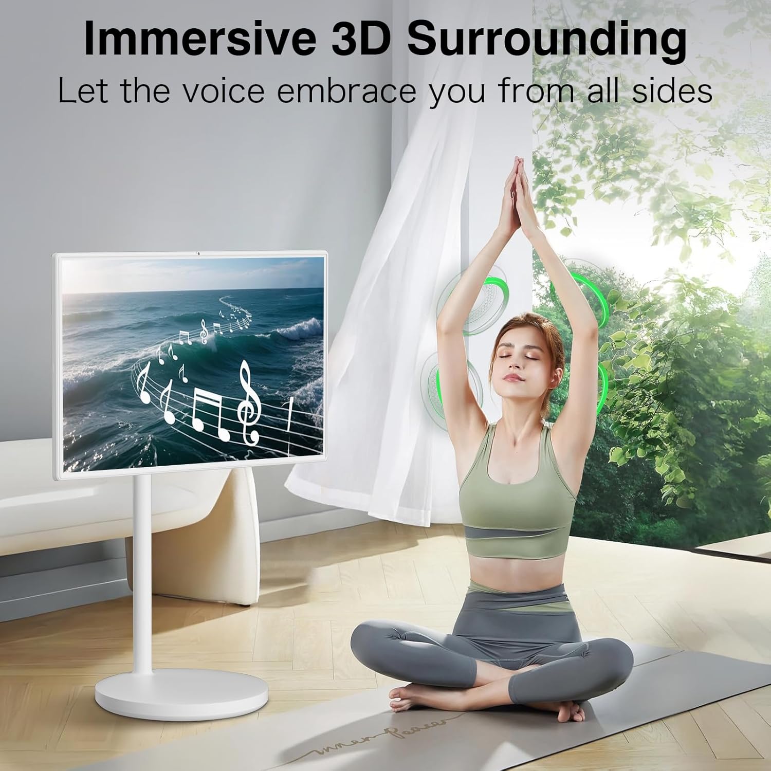 Portable TV on Wheels, Portable TV 4K Touch Screen TV, TV on Wheels 8G+128GB, Portable Smart TV Android 13, Built-in Battery(5-8H), Full Swivel Rotation, Remote Control (32 inches)