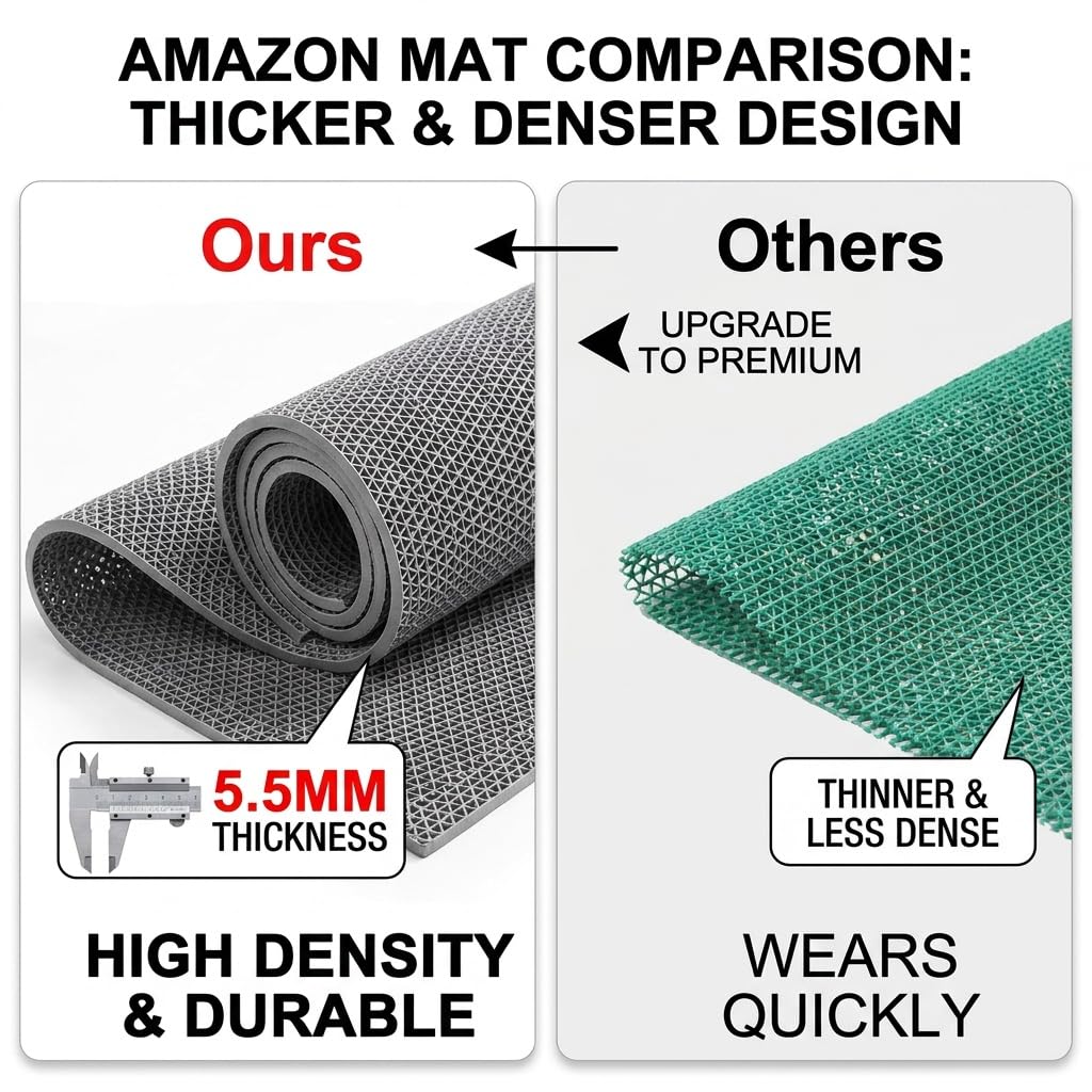 Drainage Non Slip Flooring Mats Swimming Pool Bathroom Anti-Fatigue Rubber Matting 3x10 Ft Heavy Duty Commercial Anti Slip Floor Mats for Garage Restaurant Sauna SPA,Gray/Grey,0.9×3M — Amazon image 7