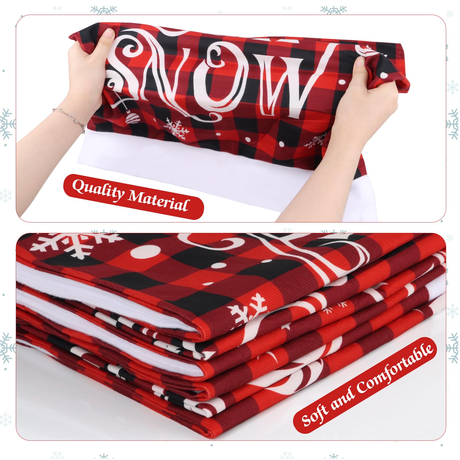KIMOBER Juego de 6 fundas para sillas de Navidad, diseño de búfalo rojo y negro, para decoración de comedor de Navidad