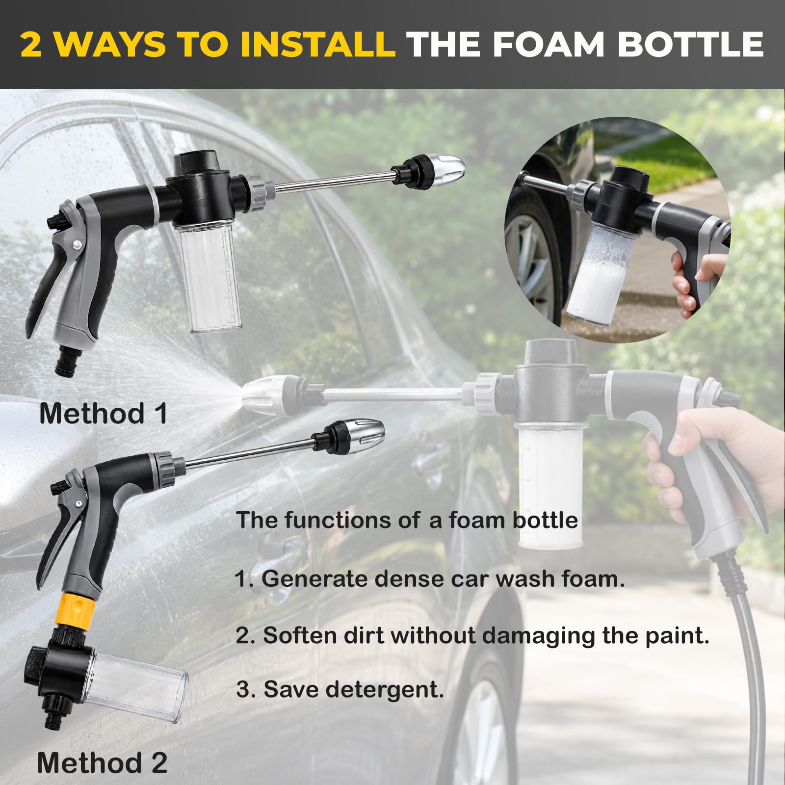 Jetterix Pressure Washer Nozzle, jetterix idropulitori, Power Jet Ugello per Tubo Pistola, Idropulitrice portatile, Idropulitrice ad acqua Powerjet, per lavaggio auto, giardino e terrazza