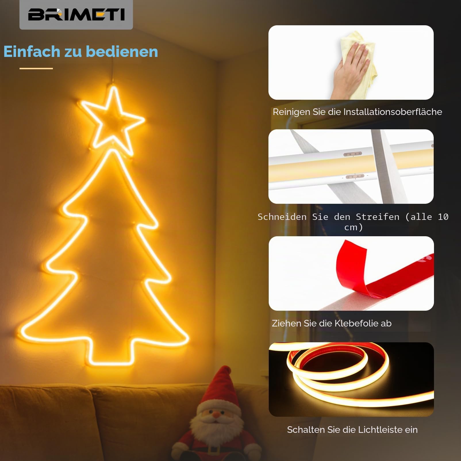 COB LED Streifen 20M 230V LED Strip Weiß 6000K Wasserdicht IP65 Selbstklebend Leiste Aussen Schlauch Lichtleiste Band 320LEDS/M Outdoor Lichterschlauch mit Netzteil für Schlafzimmer Küche