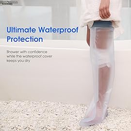 COMFYTHERA Waterproof Cast Cover for Shower Ankle Wound Protector Bath Adult Watertight Cast Bag Showering for Surgery Foot, Ankle, Burns Reusable (C-Long Leg M)