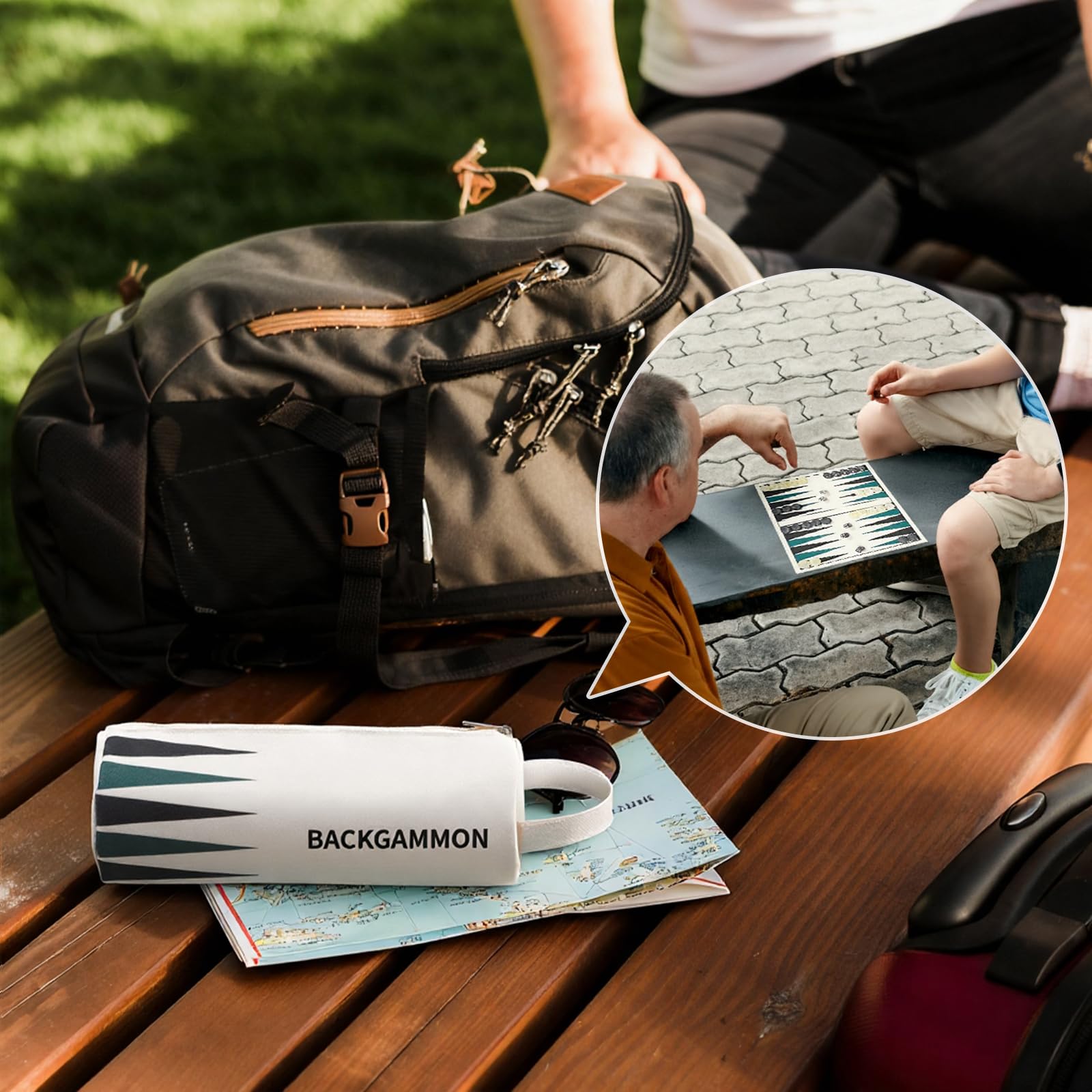 Juego de backgammon de silicona premium, juego de tablero clásico para 2 jugadores, juego de viaje plegable y portátil con bolsa de almacenamiento (verde)