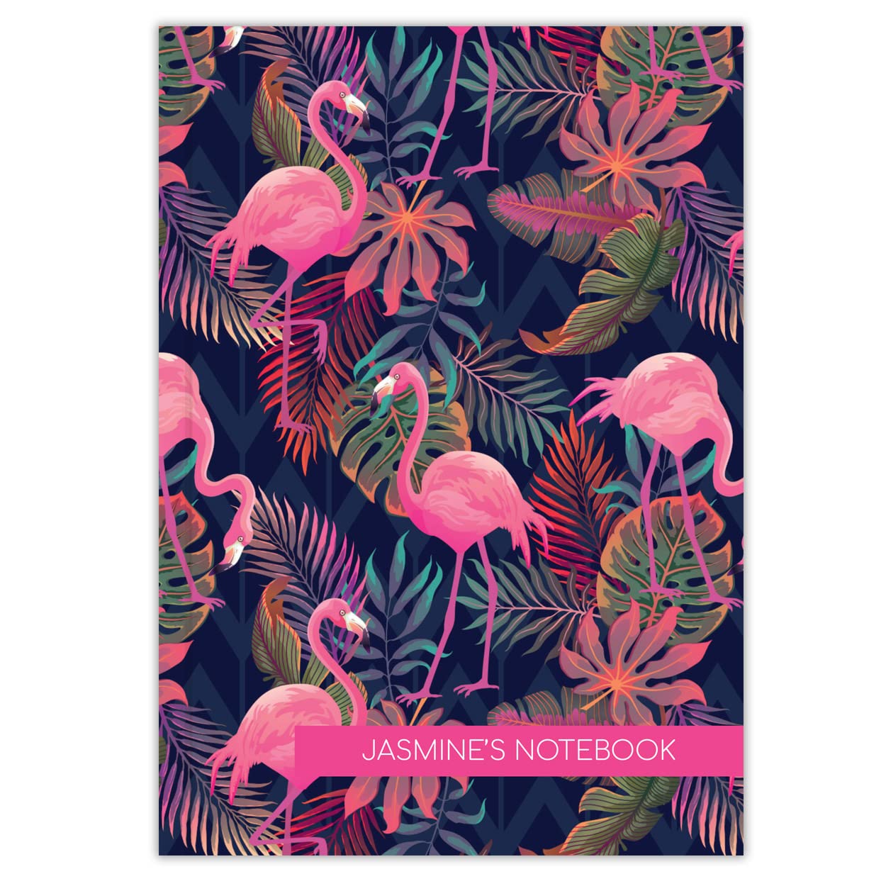 Paper Themes Notebook Personalised with Your Own Name or Text Notebooks for Men Women and Children (Flamingos of the Night, A4) โ image 1