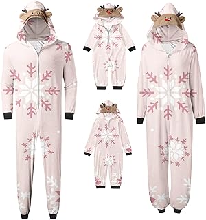 Christmas Pajamas for Family, Family Christmas PJs Matching Sets Onesie Hooded Holiday Pajama Soft Xmas Pjs Matching Set