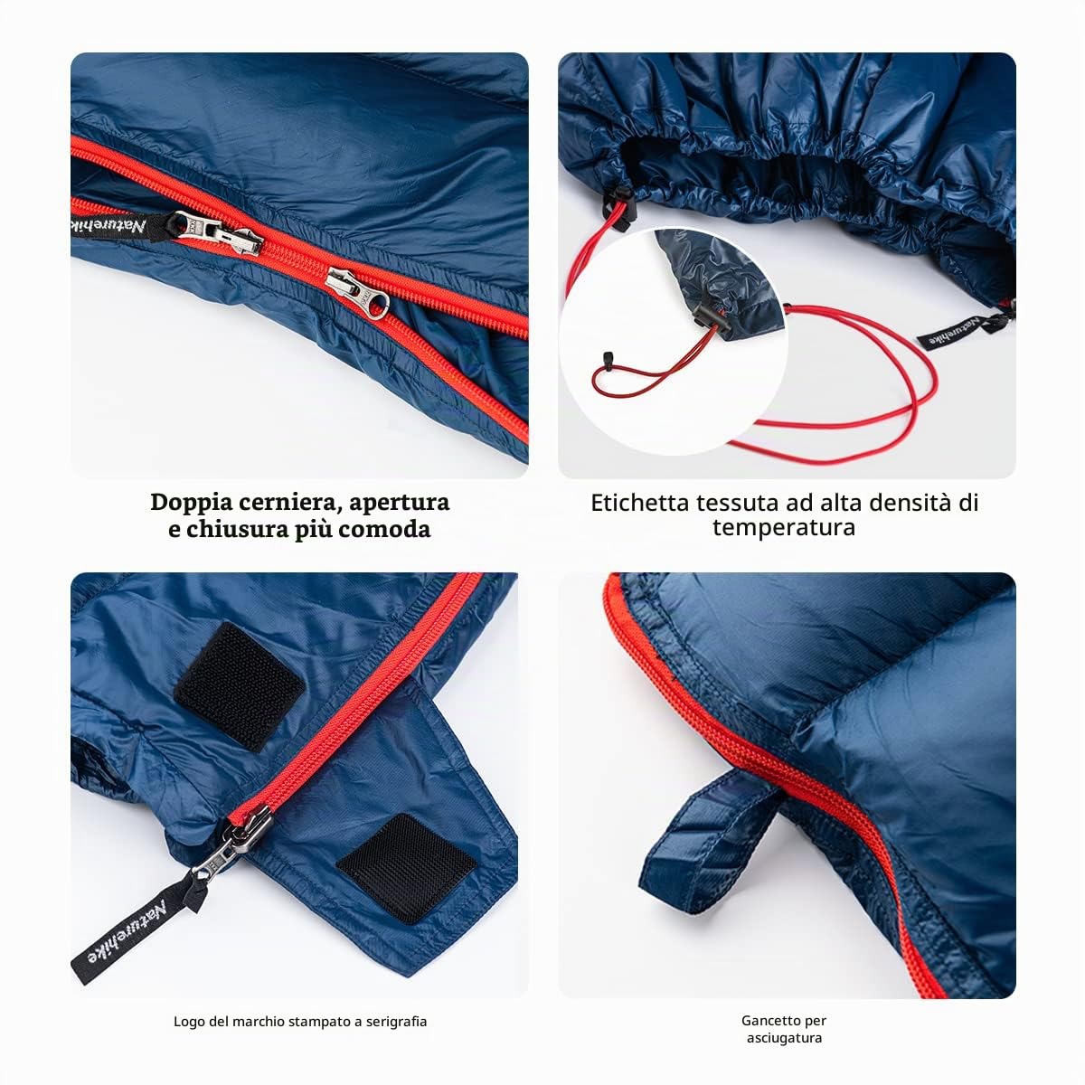 Naturehike Sacco a Pelo a Busta Ultra Leggero per 3-4 Stagioni, Impermeabile, per Campeggio, Escursionismo, Alpinismo