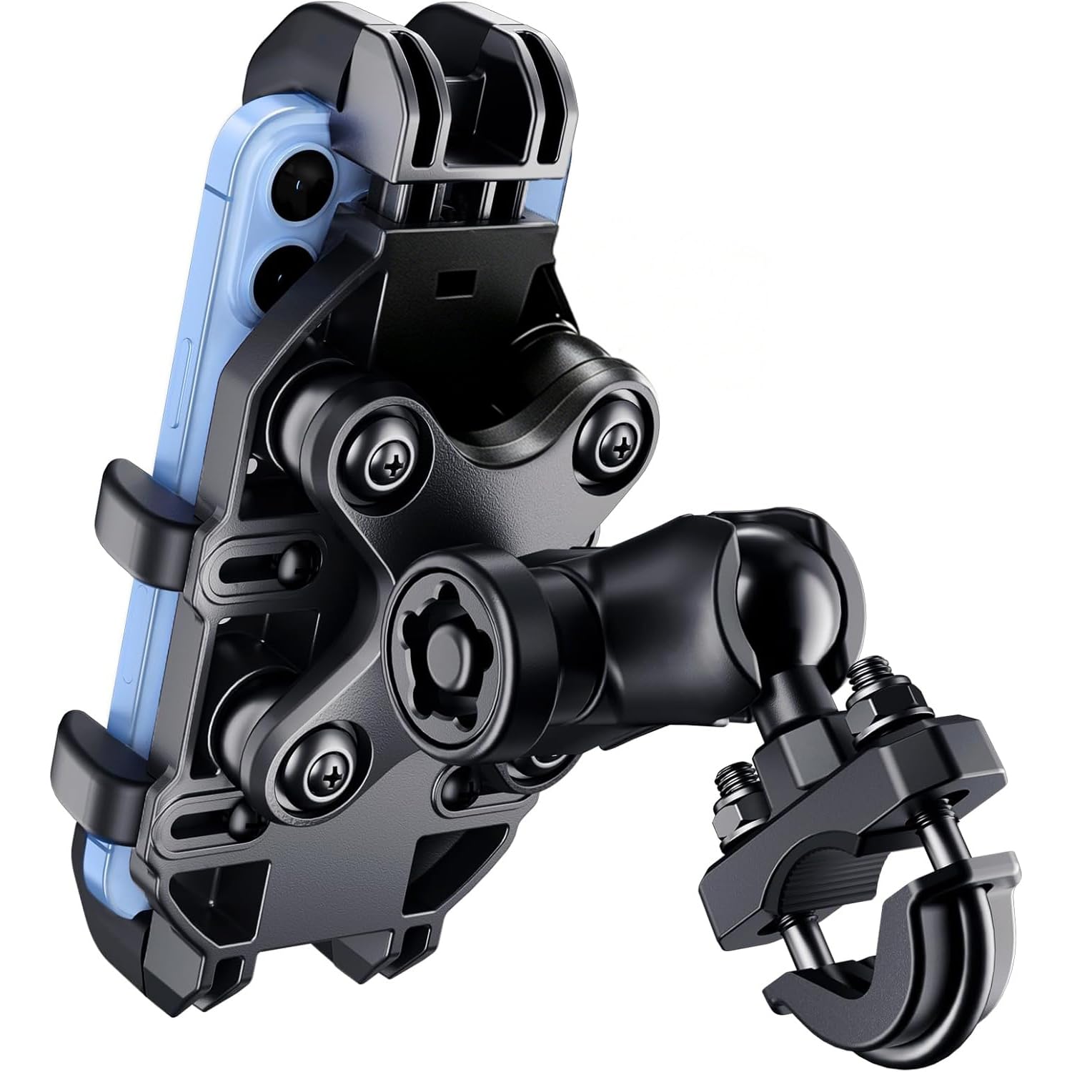 ZORBES® Motorcycle Phone Mount Holder with Dual Vibration Dampener Metal Extension Clamp 150mph Anti Shock Secure Handlebar Phone Holder for Motorcycle and Bicycle Riding-image-8