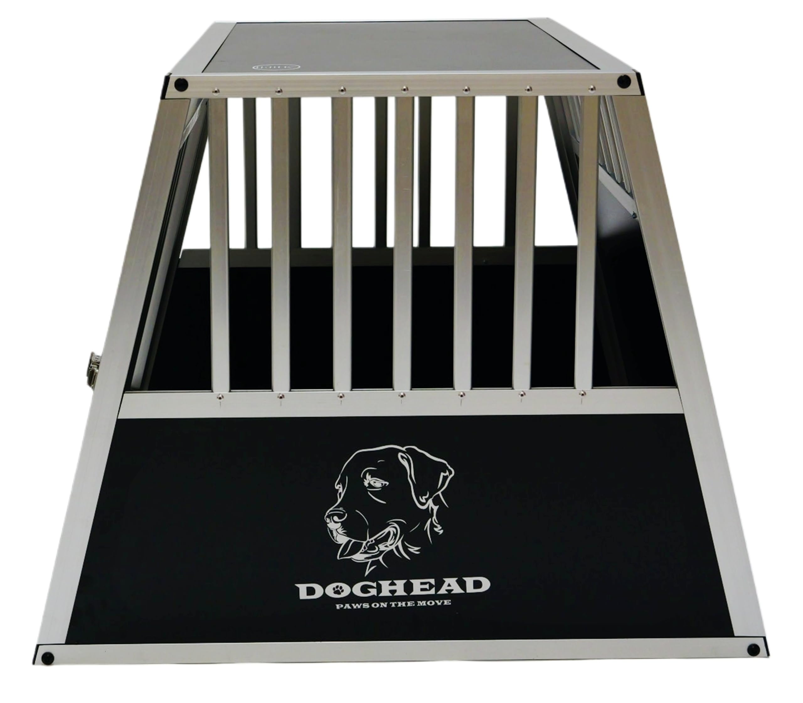 DOGHEAD Hundetransportbox Ecoline, Single 80x80x63 cm, Schwarz, Aluminium, Beidseitig Abgeschrägt 75°