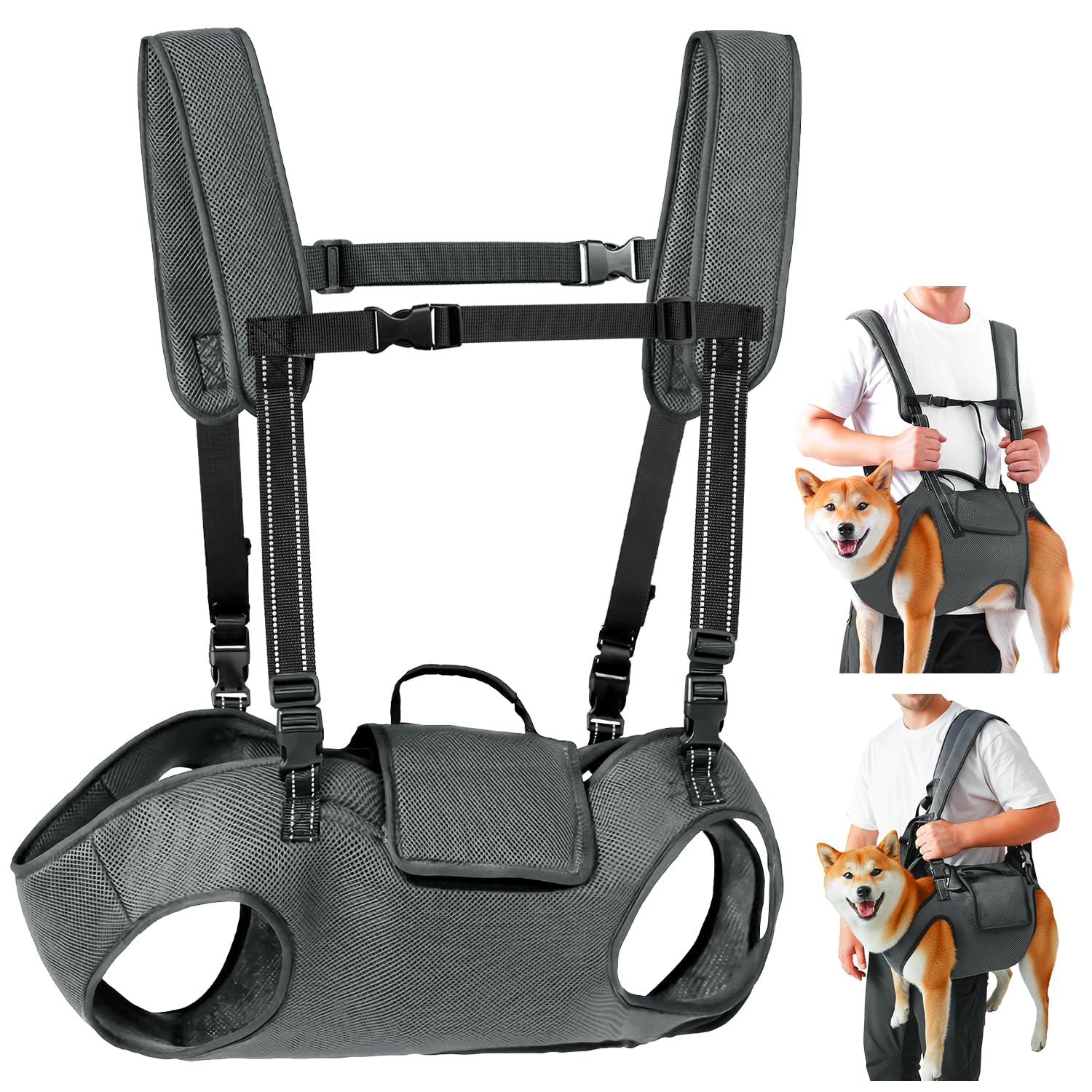 Eyein Dog Carrier Backpack for Large Dog - Full Body Dog Lifting Harness with Adjustable Straps & Control Handle, Breathable Support Backpack for Elderly Injured Arthritic Disabled Medium Large Dogs