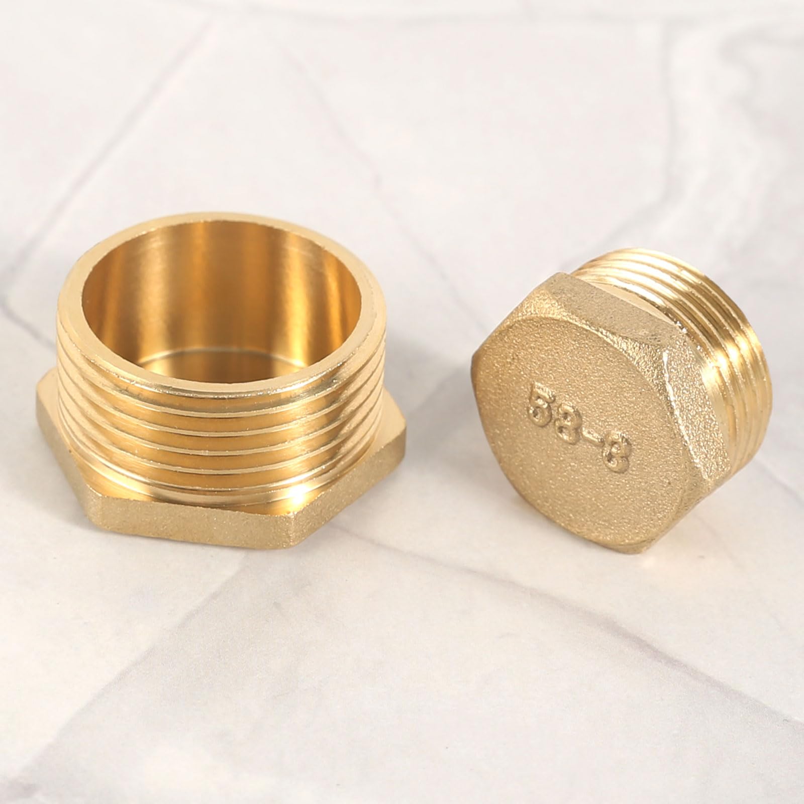 6 Tappi Ciechi In Ottone 1/2 Pollice - Per Tubi Acqua Giardino Con Nastro Sigillante