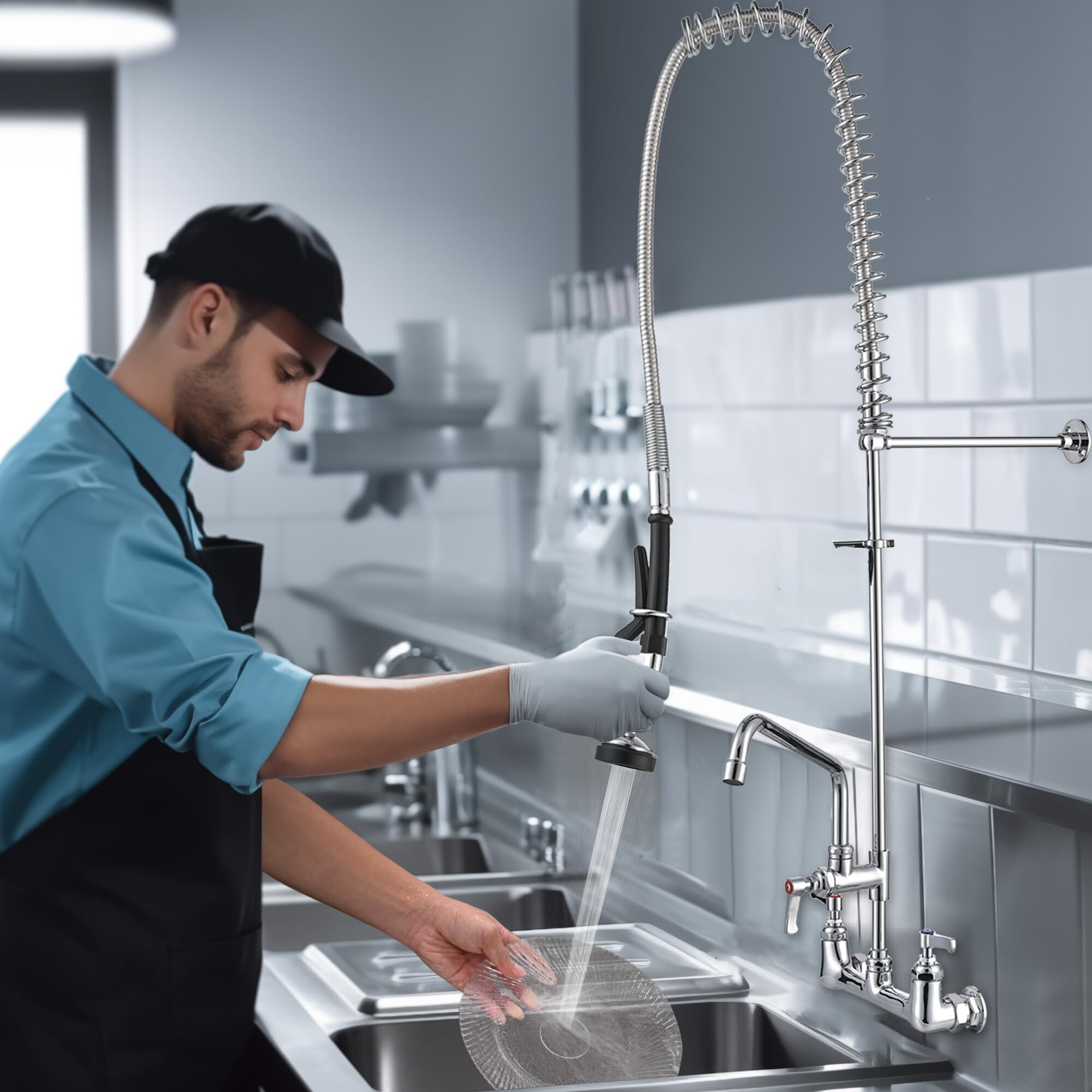 Aquaterior – Grifo de dos mandos de latón con accesorio extensible de 30,5 cm