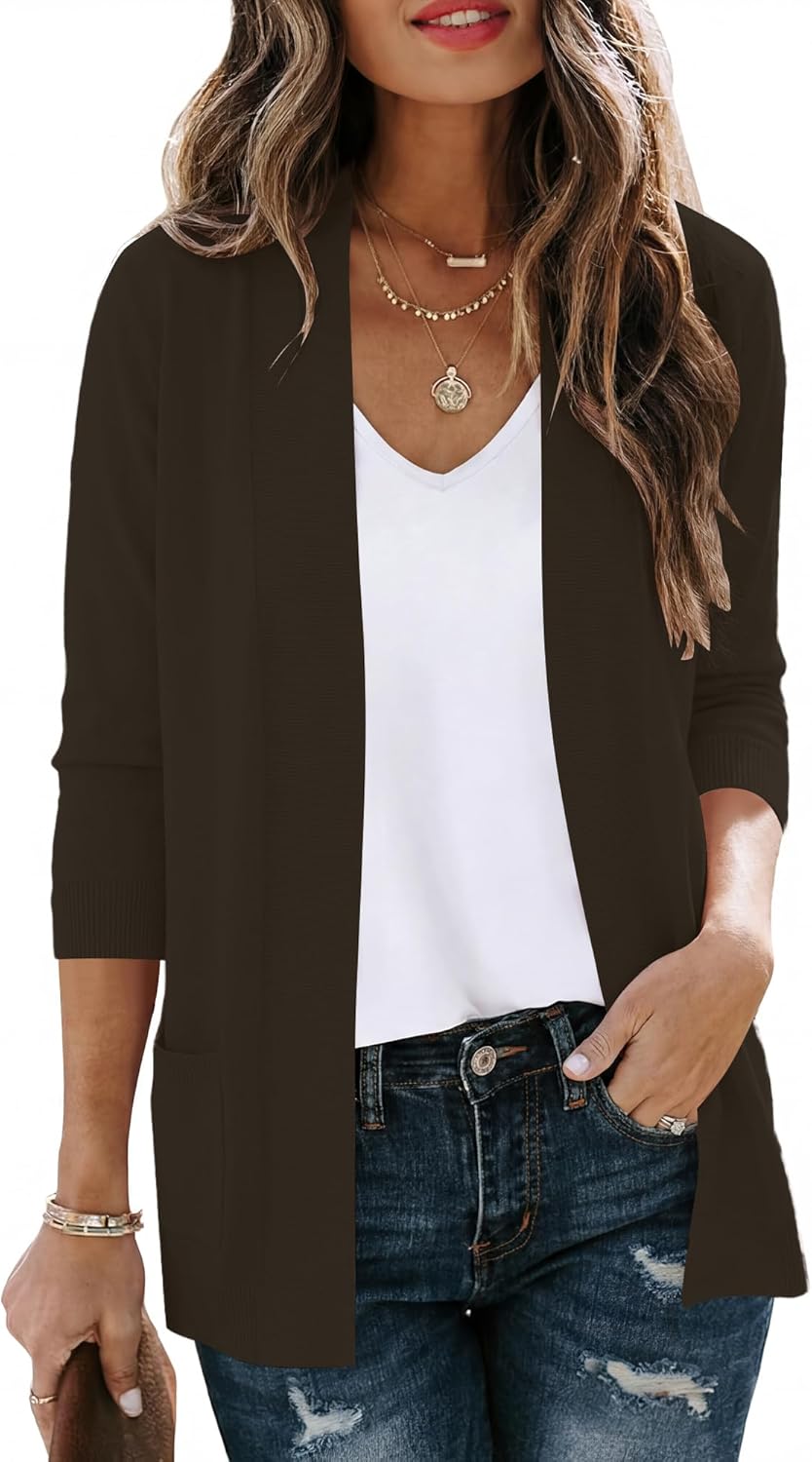 CRAZY GRID Women's Casual Cardigans with Pockets Lightweight Open Front Cardigan Sweaters Dressy Knit Outfits Plain Color - Image 4