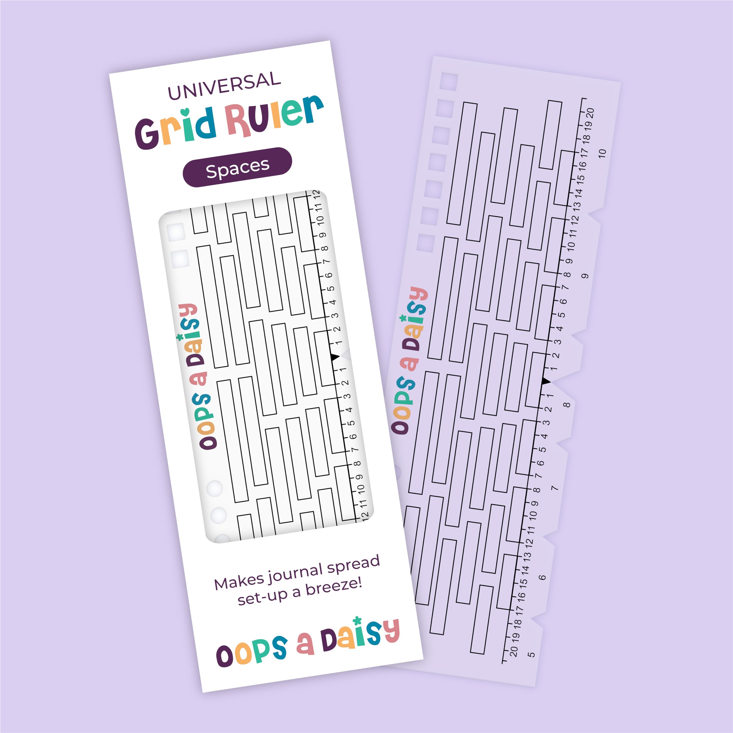 Journal Grid Ruler (Spaces Between Boxes) - Universal Sizing (A6, B6, A5, B5, A4, Pocket, Travellers) - Dotted Journaling/Bullet Planning Template - Easy Journal Spread Set-Up - 5mm Dot Grid