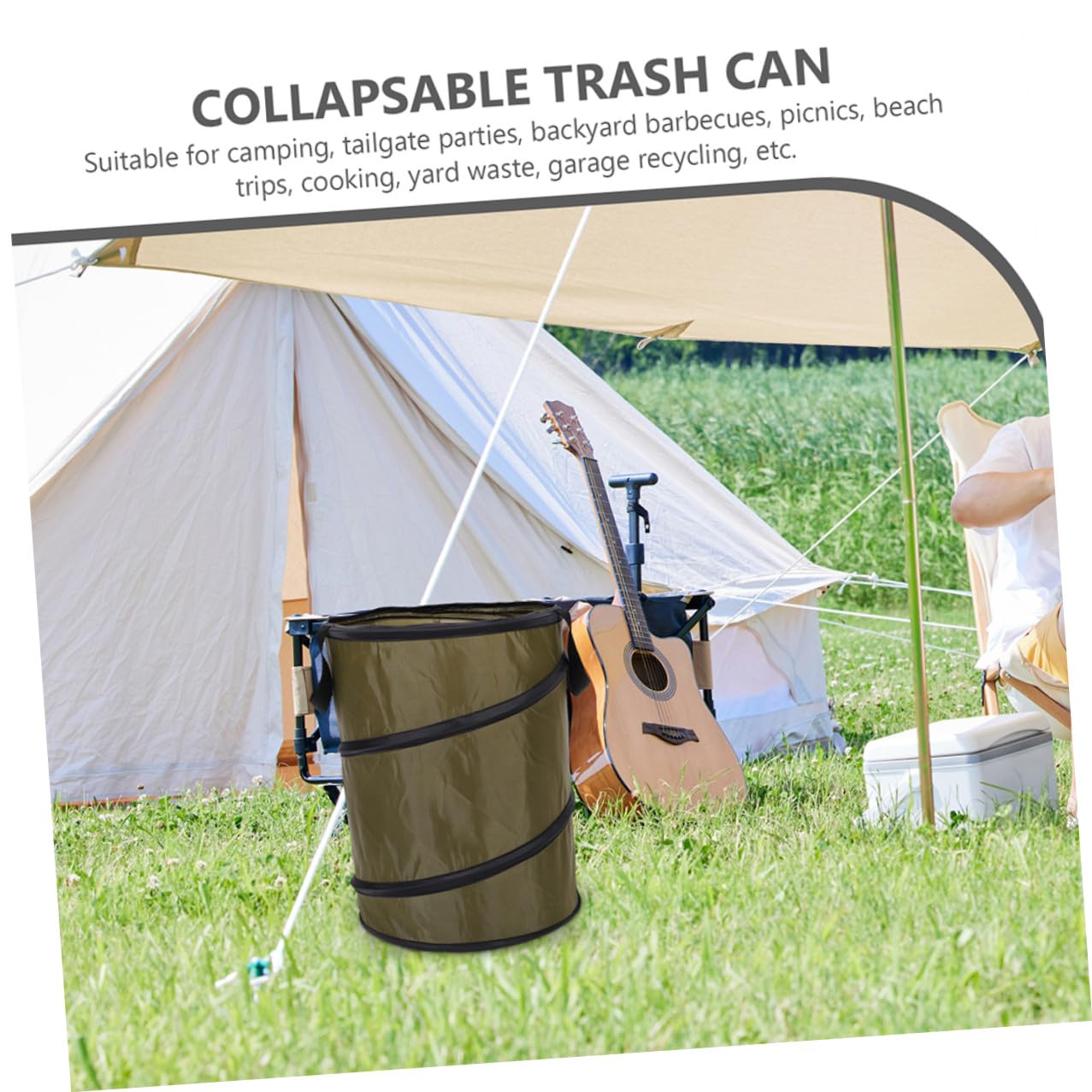 SOLUSTRE Collapsible Car Trash Can 2pcs Portable Foldable Garbage Bin for Camping Outdoor Garden Patio Waste Storage Bags