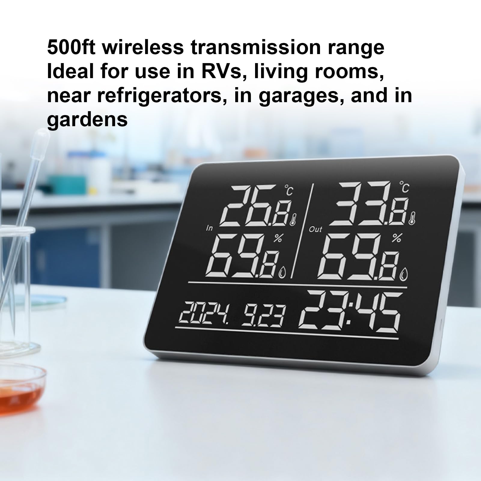 Termometro Igrometro Wireless per Interni Ed Esterni, Monitor Temperatura e umidità con Portata 500 Ft USB, for Casa e Giardino