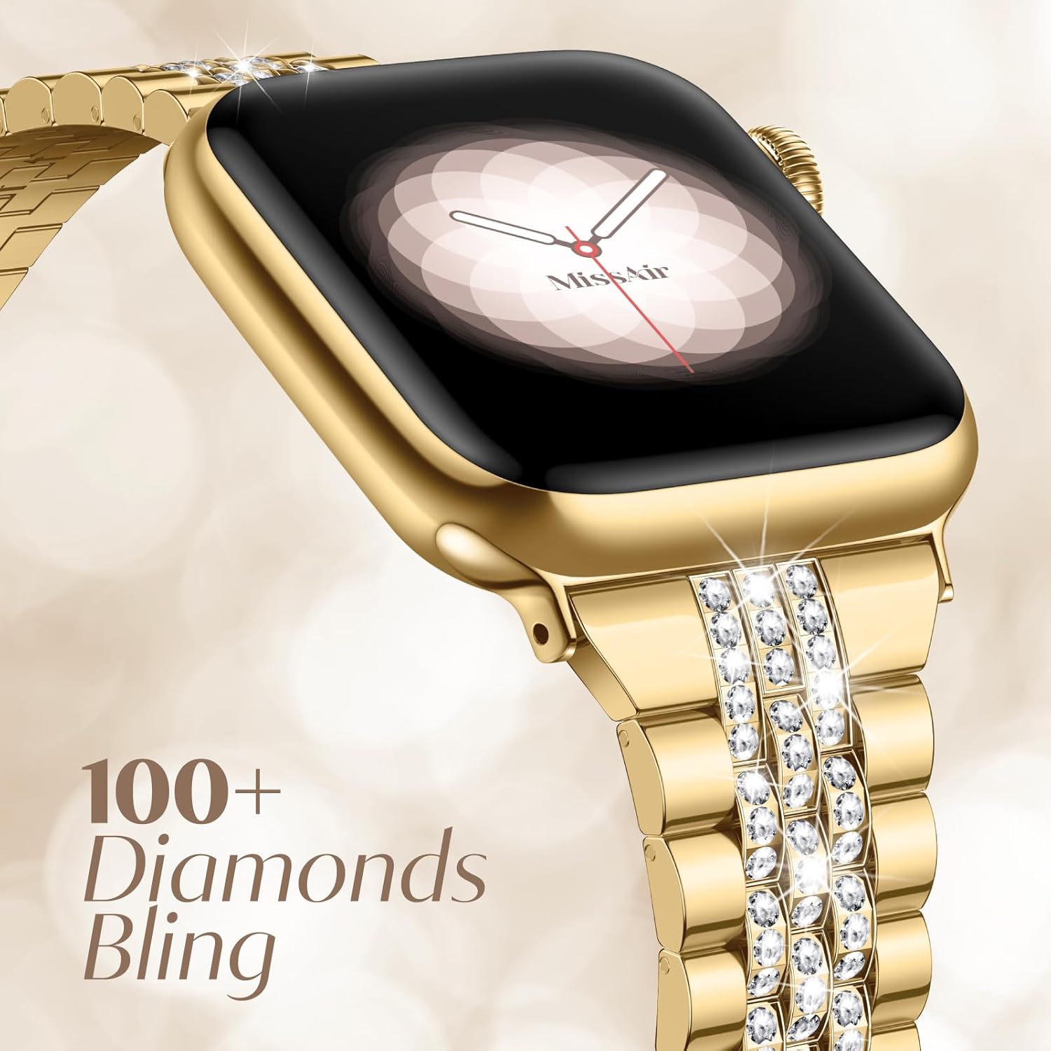 Missair Bling Bands Compatible With Apple Watch Band 38mm 40mm 41mm 42mm 44mm 45mm 46mm 49mm Women, Upgraded Buckle Replacement Bracelet Metal Strap for iWatch Series 11 10 9 8 7 6 5 4 3 SE Ultra - Image 2