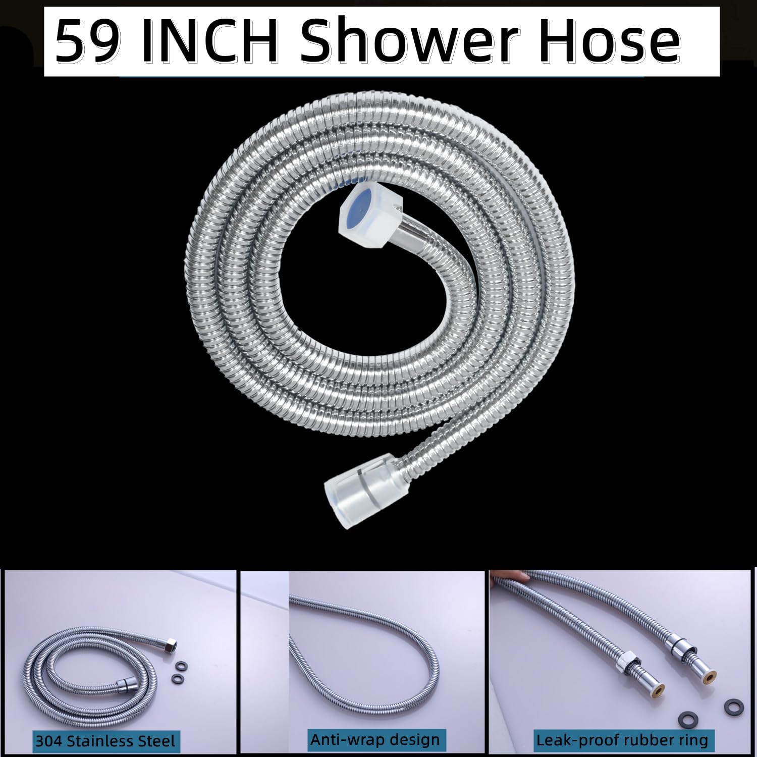AYIVG Chrome Finish Round Brass 2 In 1 Function High Pressure Handheld Shower Head Sprayer Hand Shower Wand with 59 Inch Hose For Bathroom Shower System