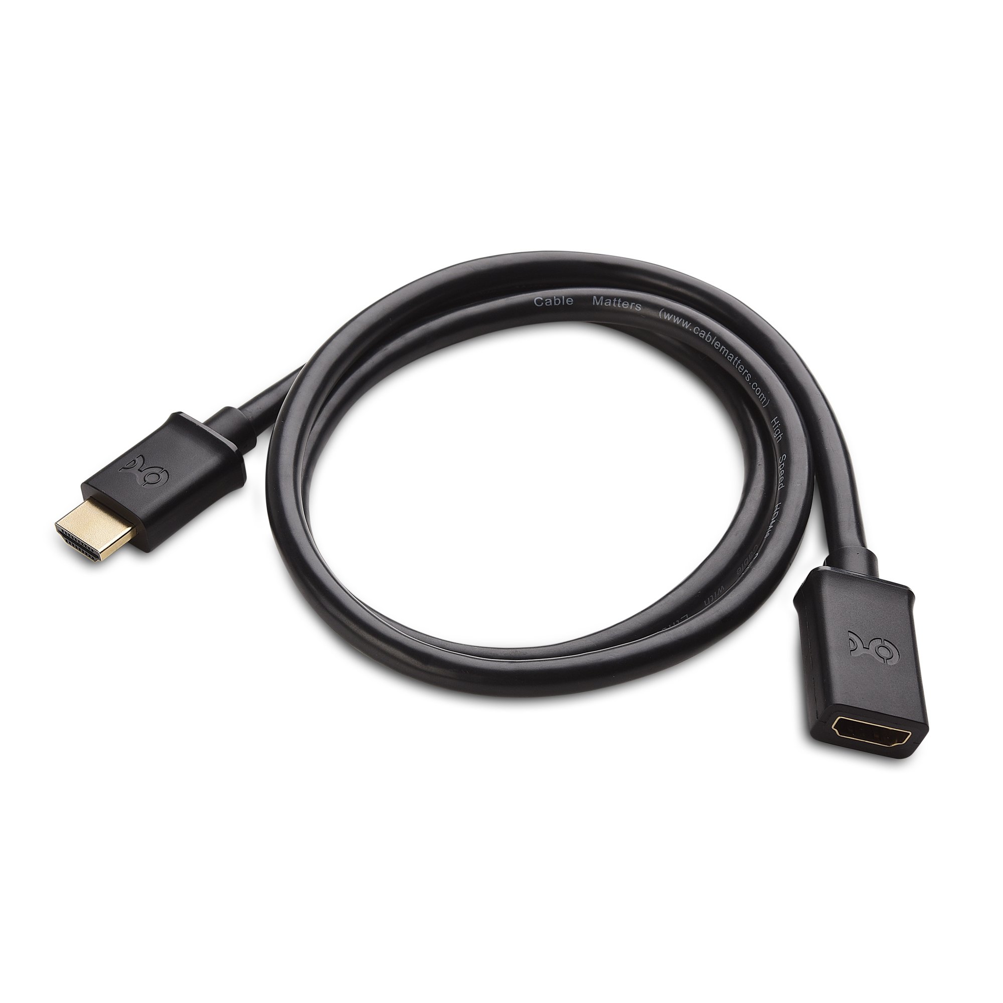 Paquete de 2 alargues para cable HDMI, de alta velocidad, con Ethernet, y resolución 3D y 4K. Negro 3