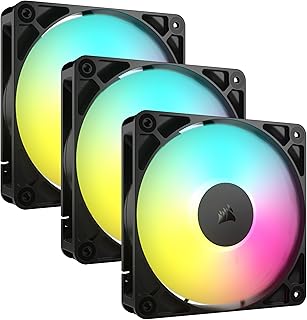 Corsair RS120 ARGB 120mm PWM Fans – Daisy-Chain Connection – Low-Noise – Magnetic Dome Bearing – Triple Pack – Black