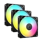 CORSAIR RS120 ARGB 120mm PWM Fans – Daisy-Chain Connection – Low-Noise – Magnetic Dome Bearing – Triple Pack – Black