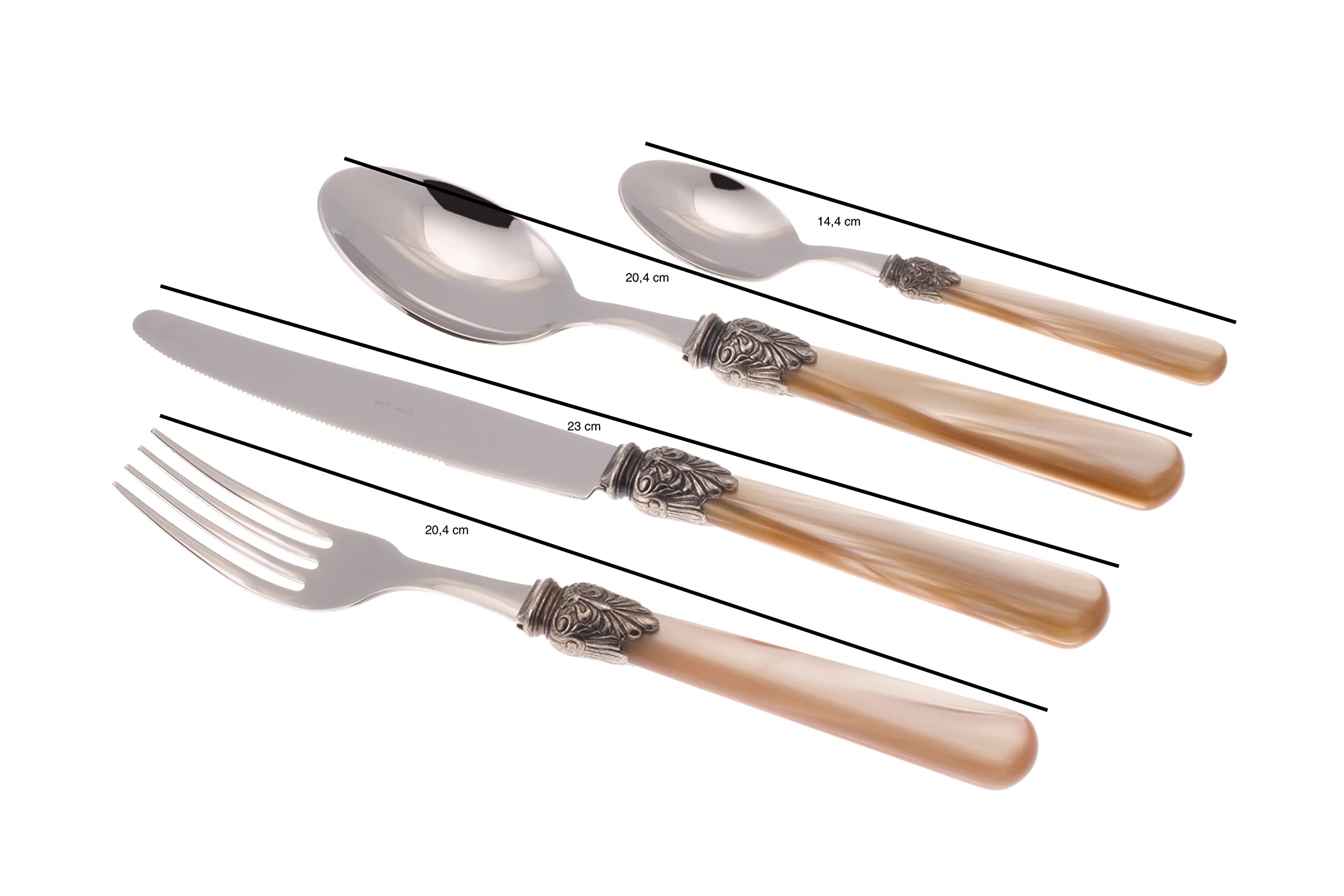 Rivadossi Elena Champagne - Set di Posate per 6 Persone, 24 Pezzi - 100% Made in Italy, Artigianalità e Design - Acciaio Inox 18/10