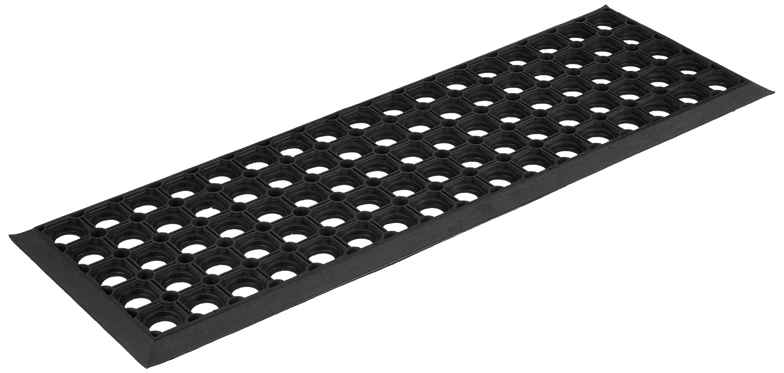 ottomanson indoor/outdoor hose-wash holes design non-slip rubber 10" x 30" modern stair treads for stairs, garage, patio, 5 pack, black holes
