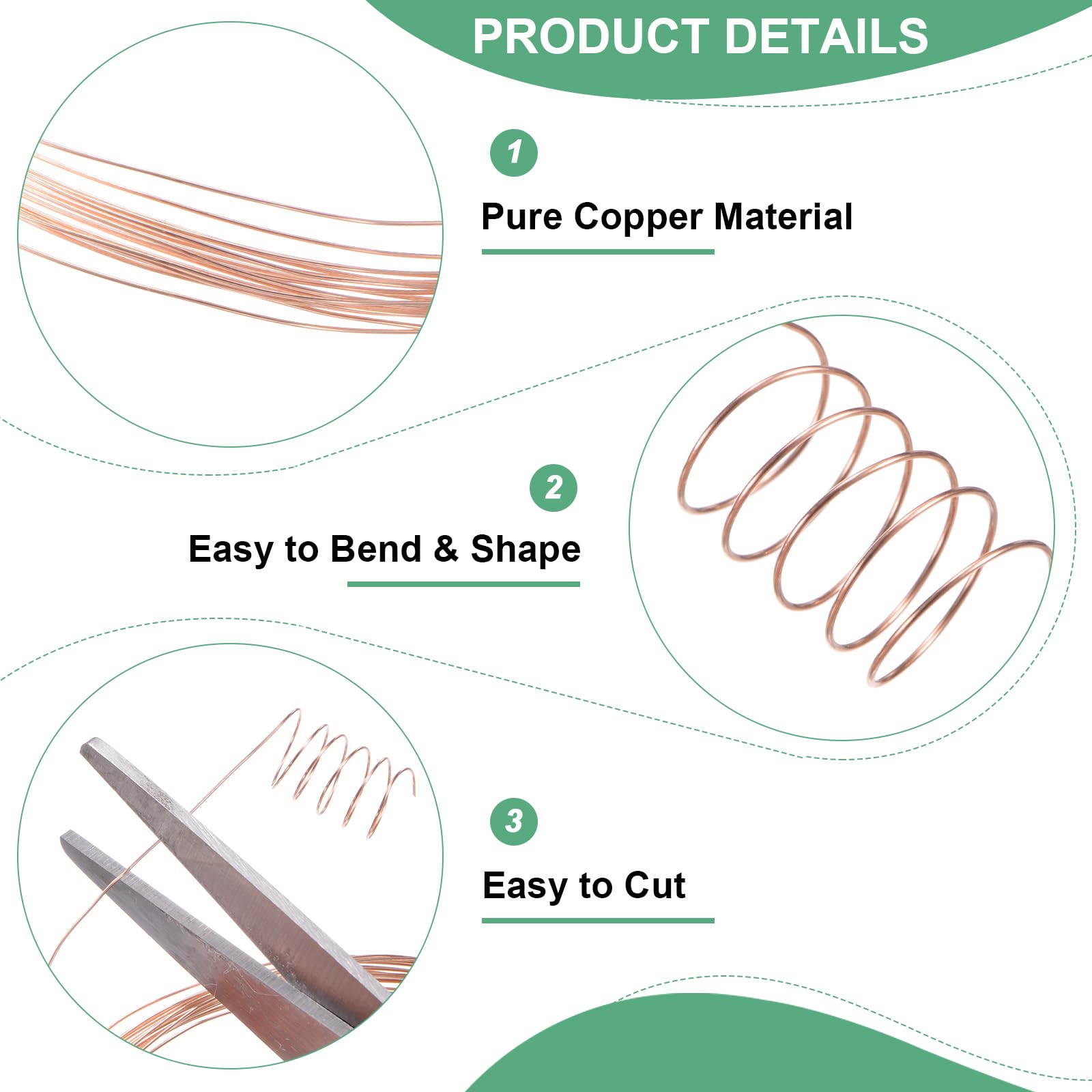 M METERXITY 99.9% Soft Copper Wire, 27 Gauge 49FT Pure Copper Wire for DIY Crafting/Jewelry Making/Gardening Plant/Beading - Image 2