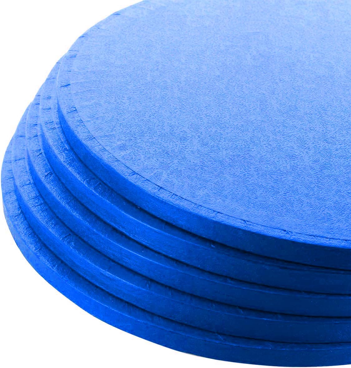 LARRYROO Pack of 5 Round Cake Drums 13mm Thick Boards Colourful Foil Covered (Blue, 12 Inches)