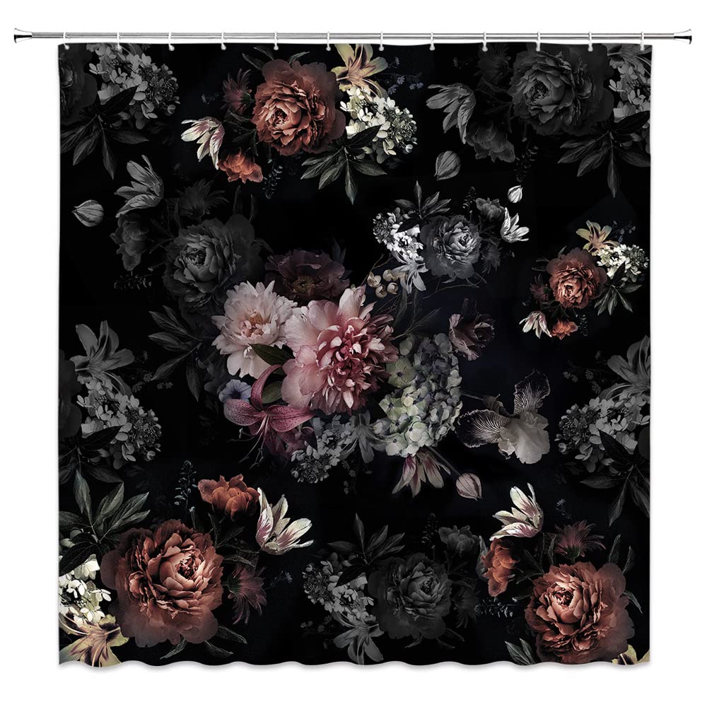 Duschvorhang Mit Handgemaltem Blumenmuster – Wasserdicht, 180x180 Cm, Vintage-Look
