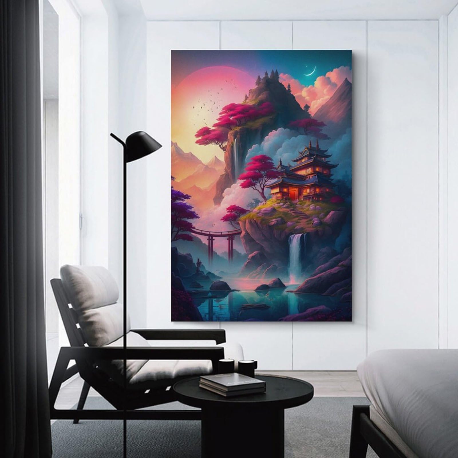 Junmoney Fantasy Village The Mount Wall Art Print 24x36inch(60x90cm), for Gallery Wall Layouts in Home Or Office, An Easy Match for Collected Prints