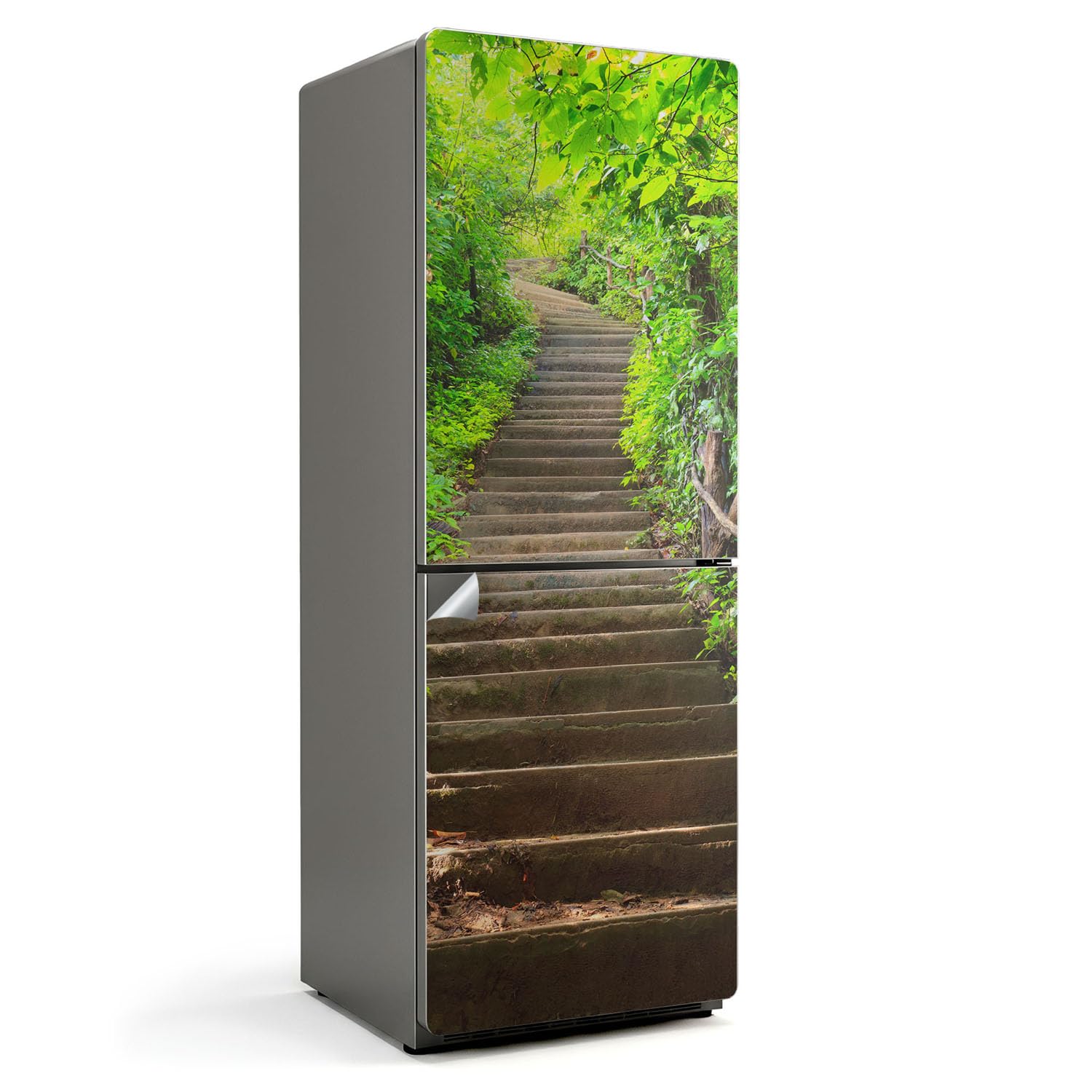 Sticker réfrigérateur 70x190 cm escaliers vert décor adhésif