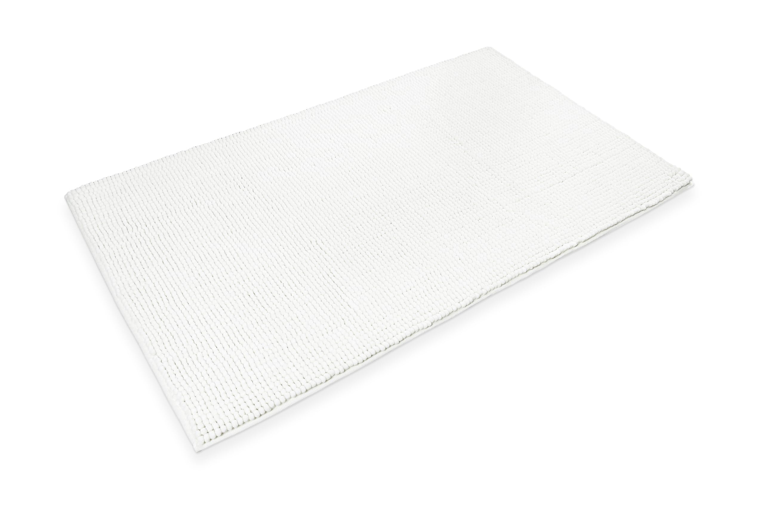 Tappeto da bagno moderno in ciniglia di WECONhome Basics - antiscivolo, lavabile, assorbente - Stile per ogni bagno – Balu (70 x 120 cm, bianco)
