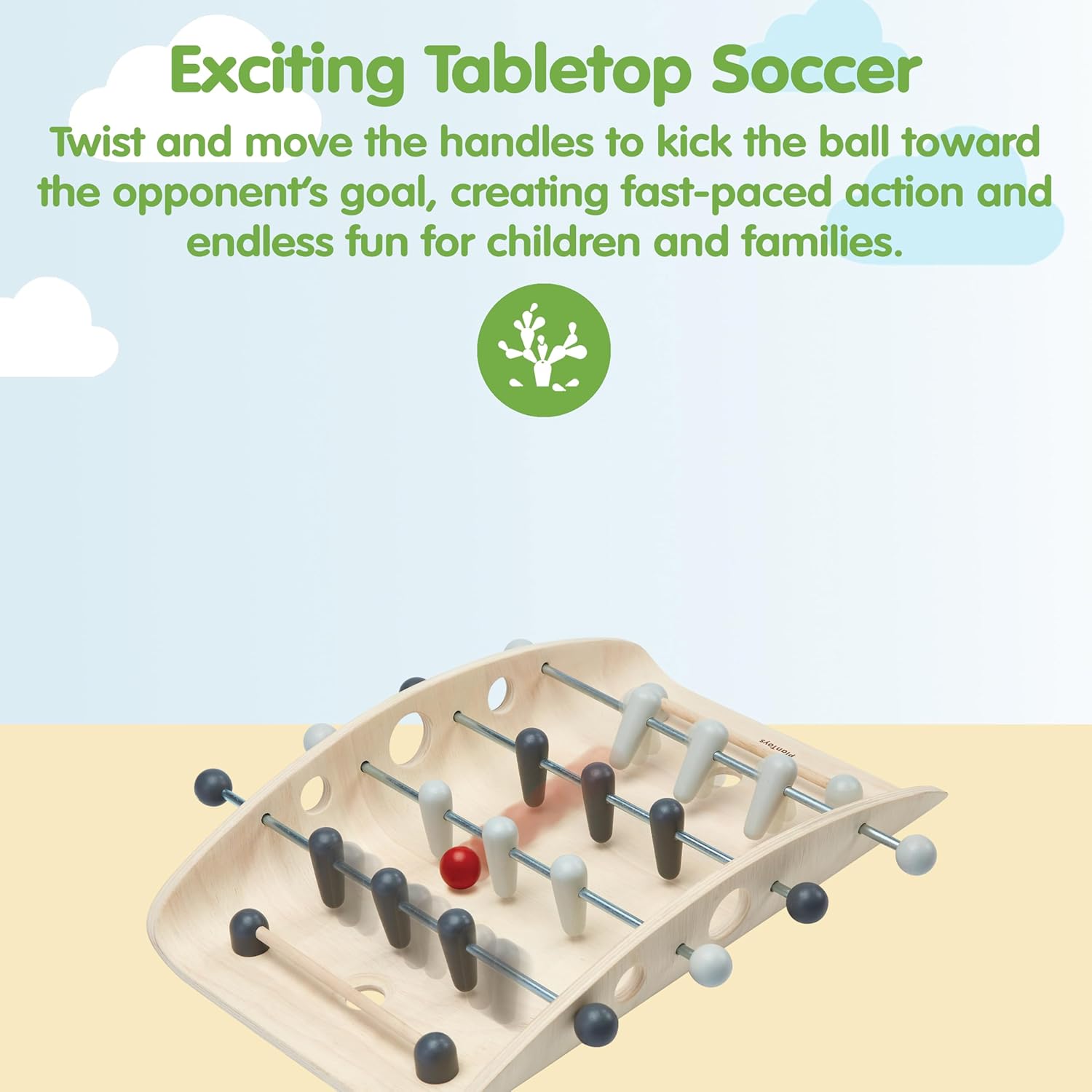 PlanToys® Soccer Wooden Table Game for Kids Ages 3+ | Montessori Toy for Coordination, Focus & Team Play | Eco-Friendly Indoor Educational Game