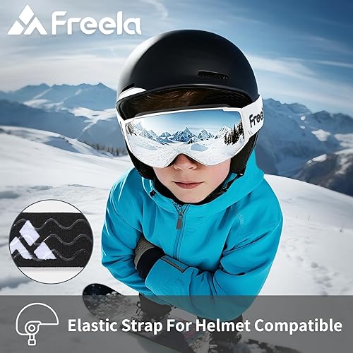 Vista 62 de Freela Gafas de esquí y snowboard para niños pequeños (3-14) jóvenes anti niebla anti UV gafas niñas niños equipo de esquí de nieve