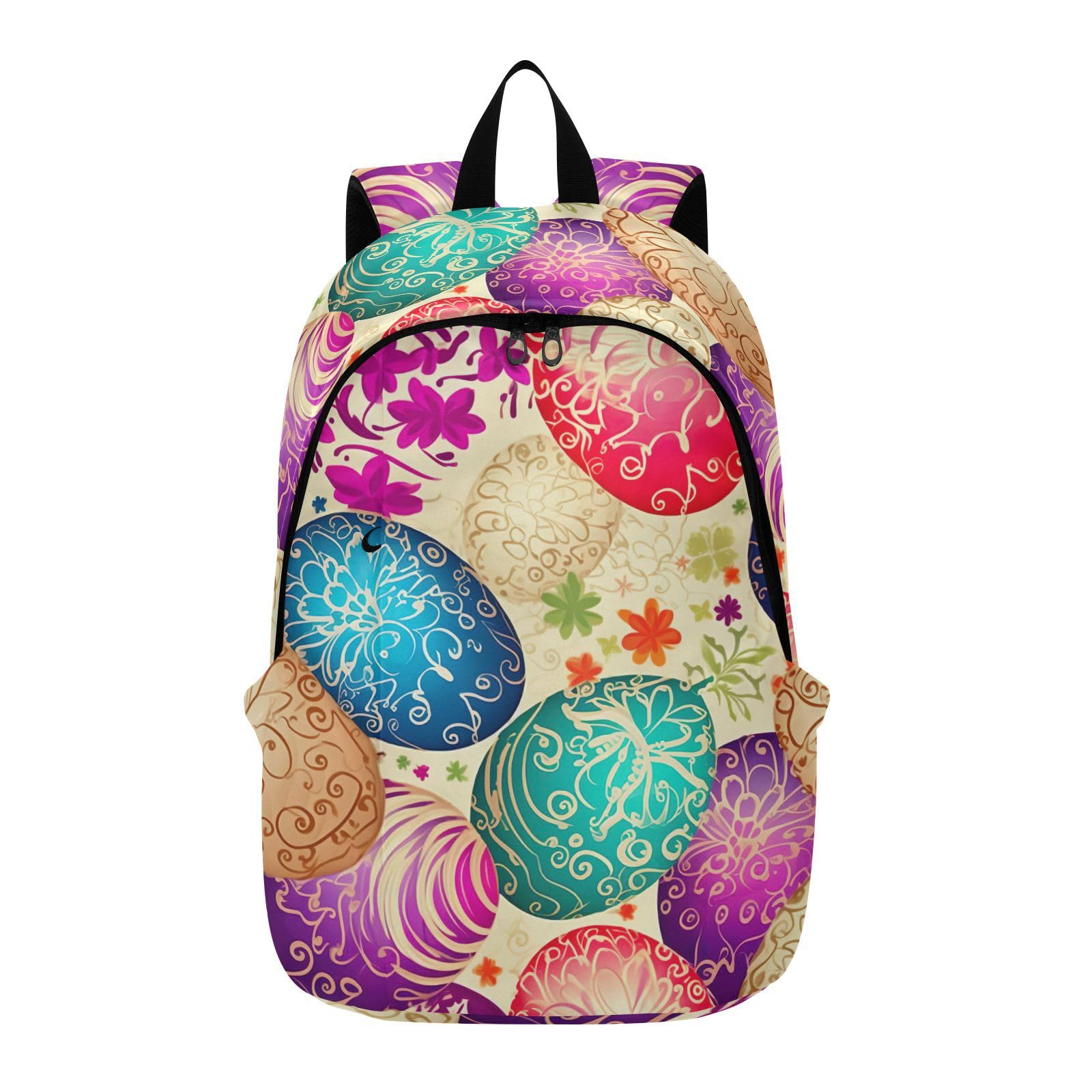 MCHIVER Travel Backpack Easter Floral Egg Casual Daypack Backpacks Lightweight Carry on Bag Water Resistant Hiking Backpack for Women and Men