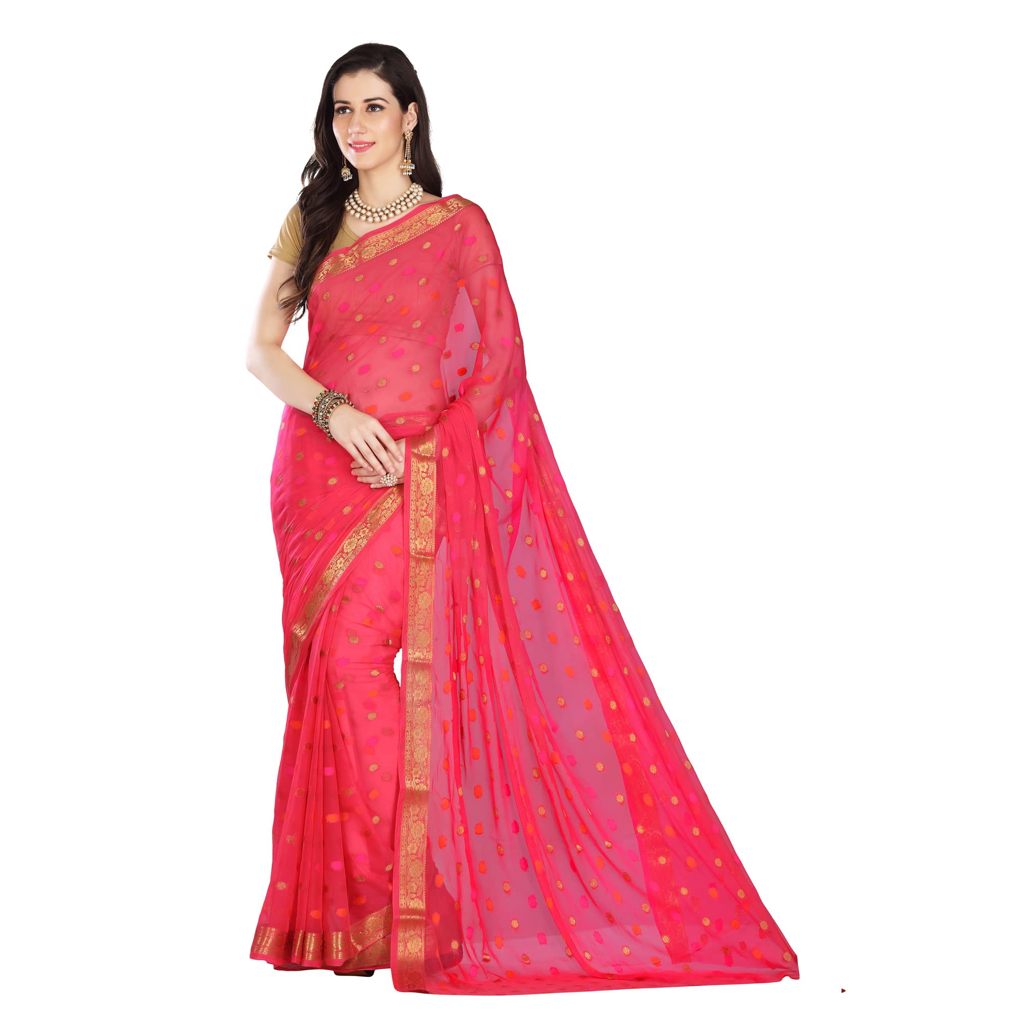 RANI SAAHIBAWomen's Chiffon Saree With Blouse Piece