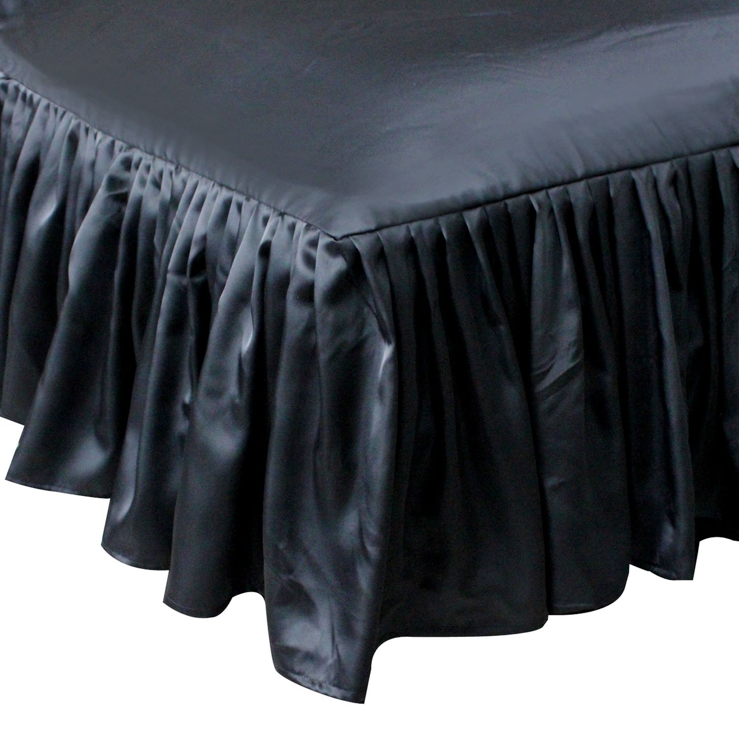 Cache-sommier SORRENTO noir 35,6 cm pour masquer la poussière sous le lit