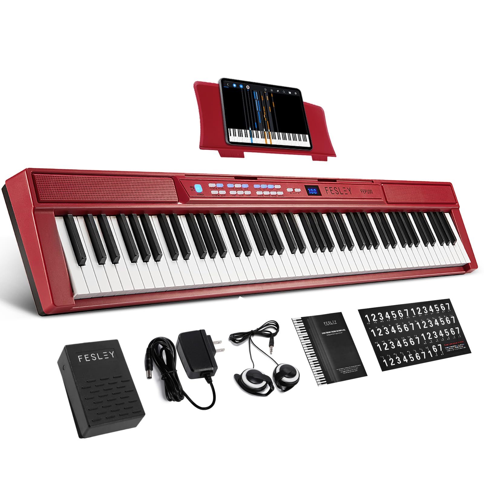 Fesley Piano Keyboard 88 Keys, Full Size Electric Piano Keyboard for